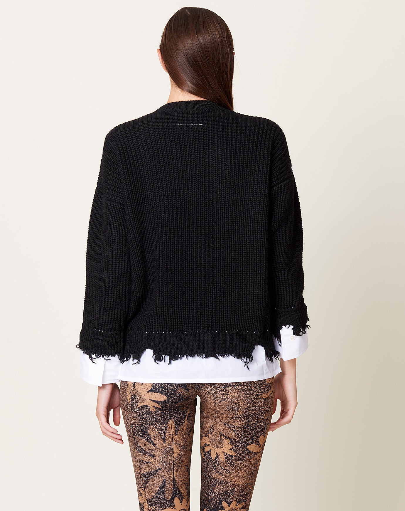 MM6 Sweater with Shirt Detail in Black
