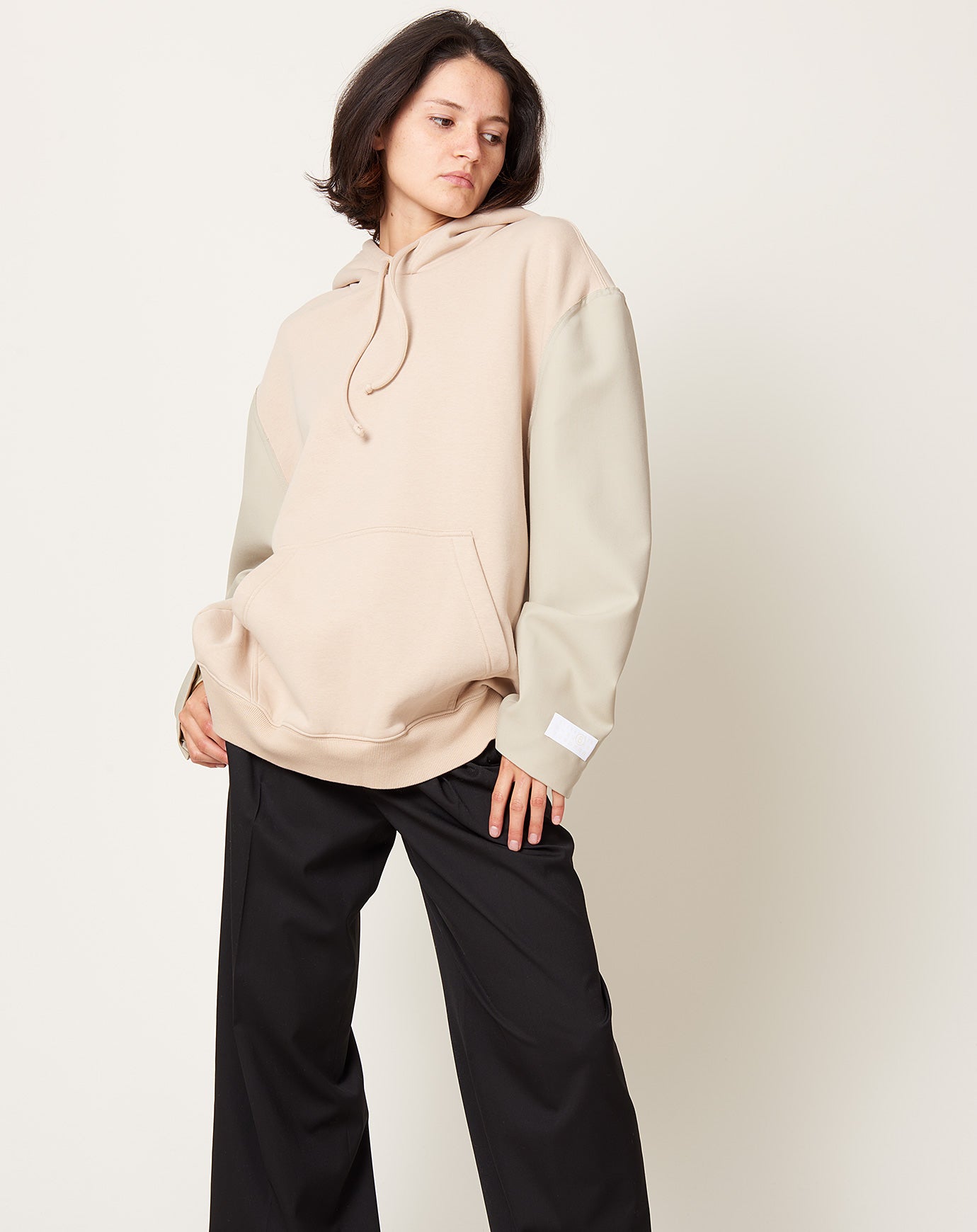 MM6 Sweatshirt with Suit Sleeves in Beige and Stone