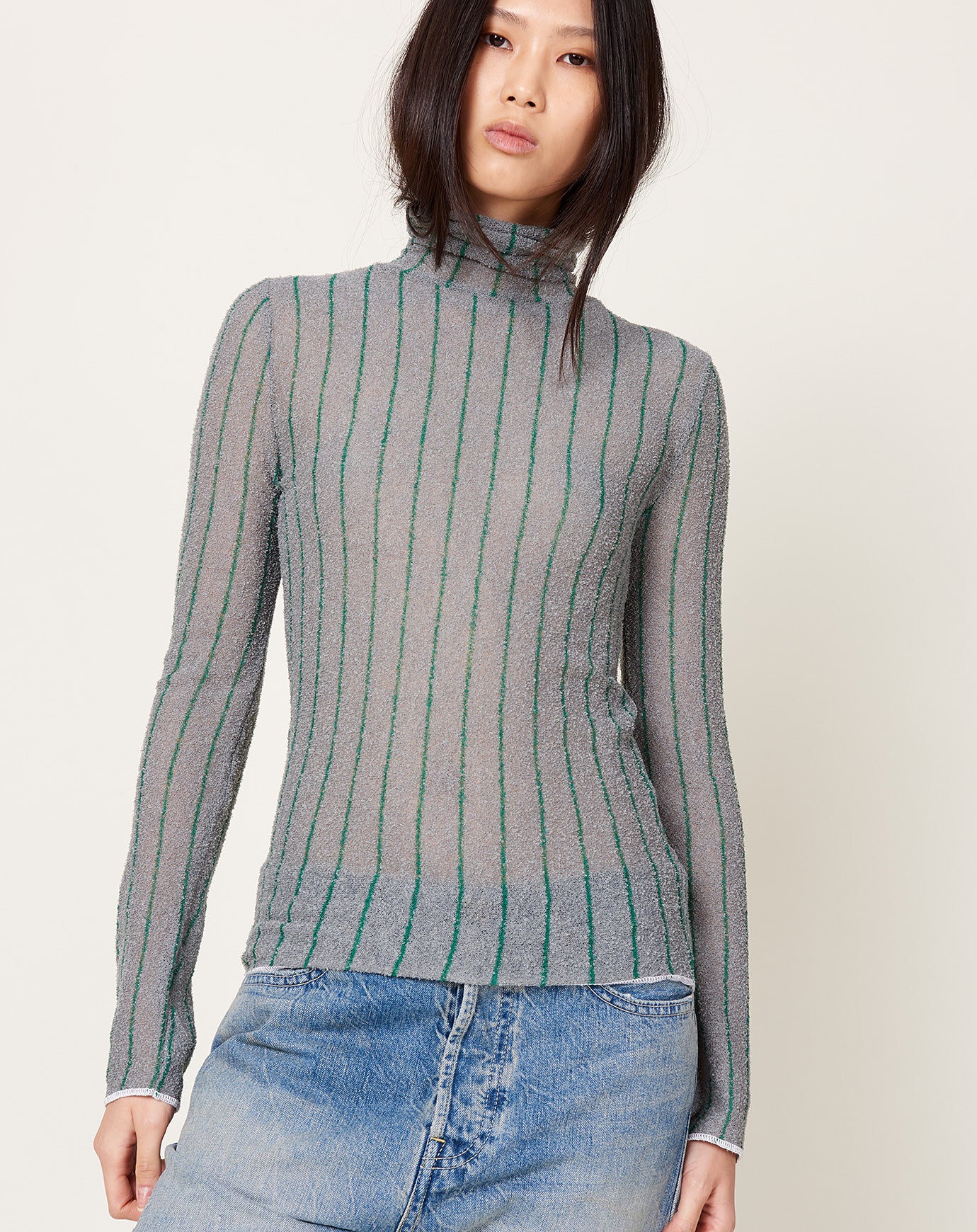  MM6 Turtleneck Pullover in Grey Green