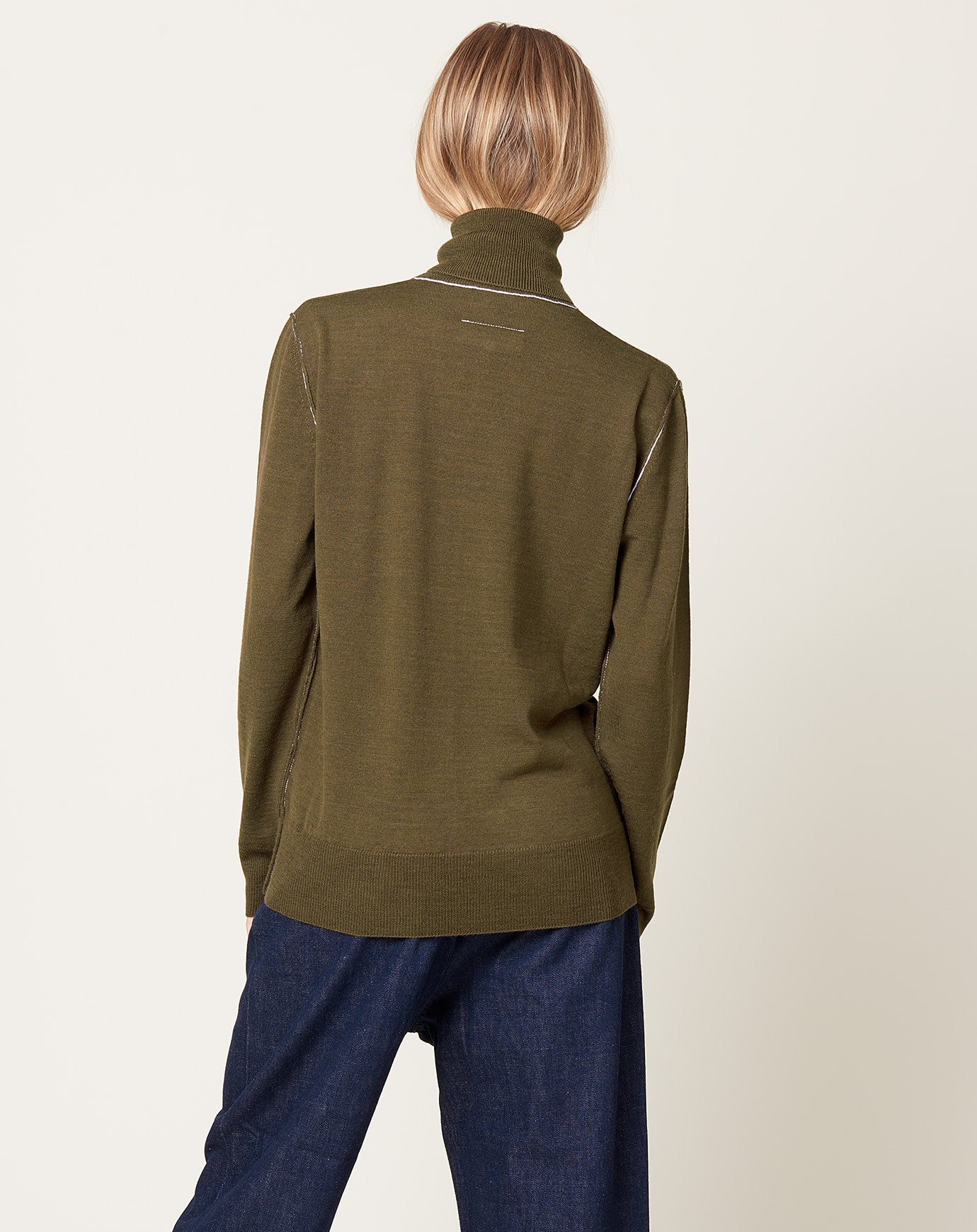 MM6 Wool Turtleneck Pullover in Khaki