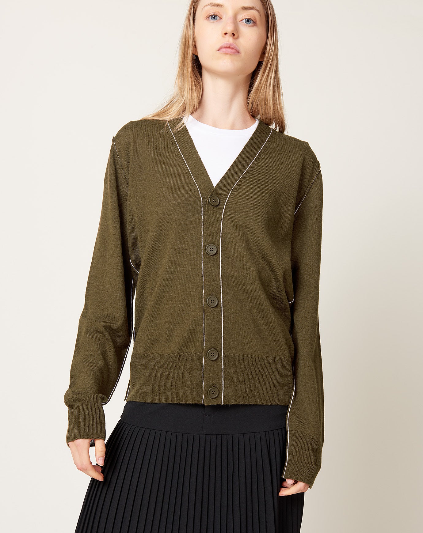 MM6 Wool Cardigan in Khaki