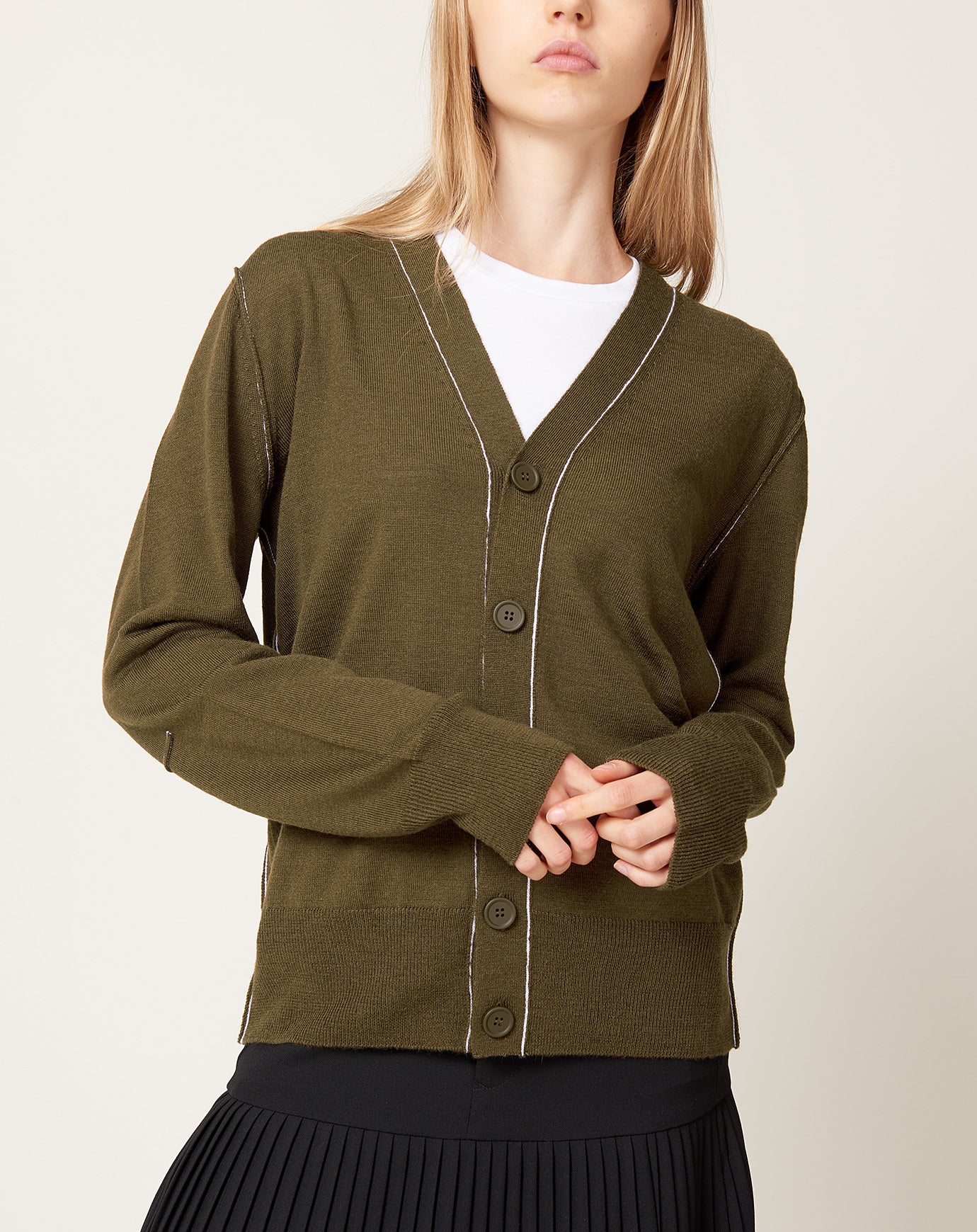 MM6 Wool Cardigan in Khaki