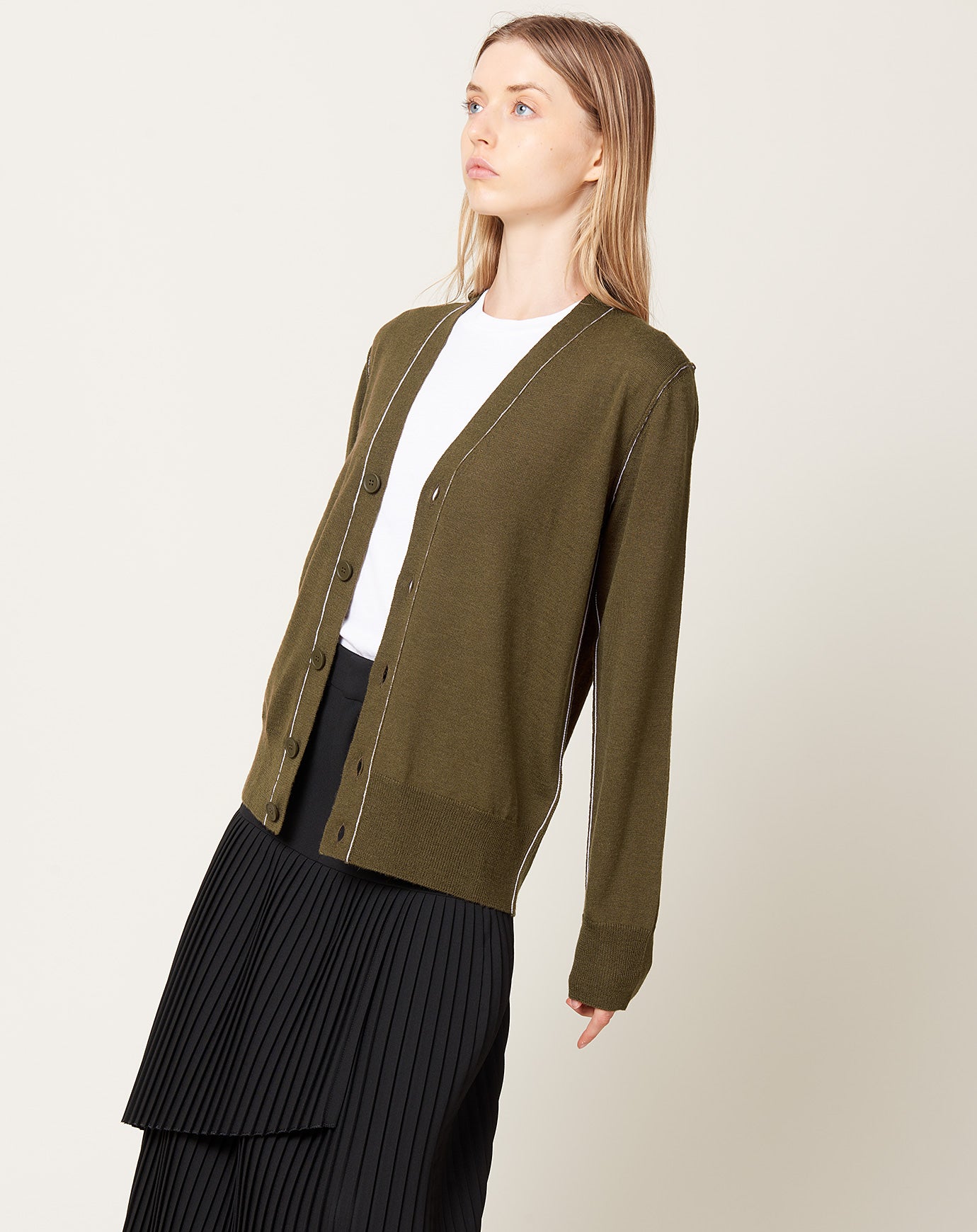 MM6 Wool Cardigan in Khaki