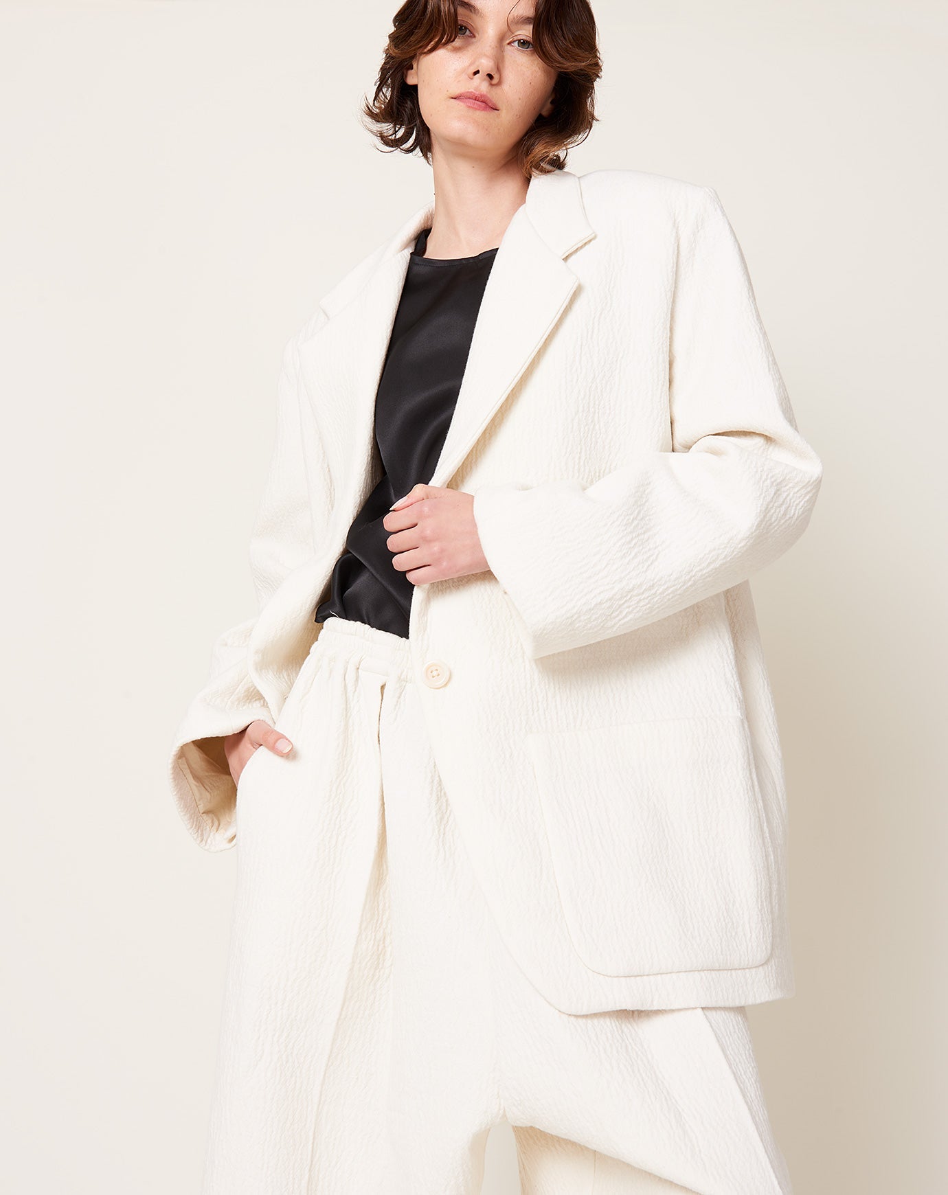 Oversize Boxy Blazer in Italian Wool Boucle