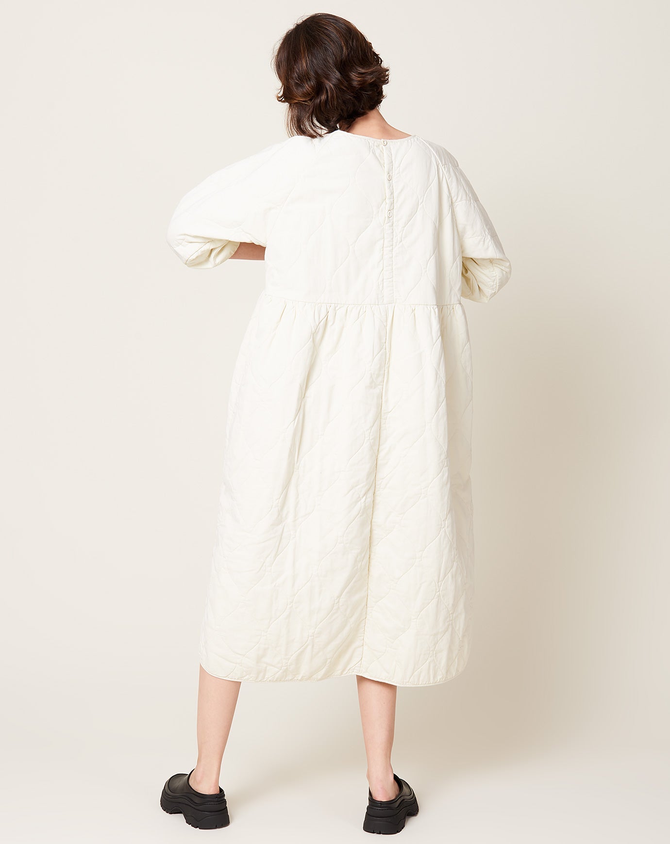 Modern Weaving Quilted Dress in Natural