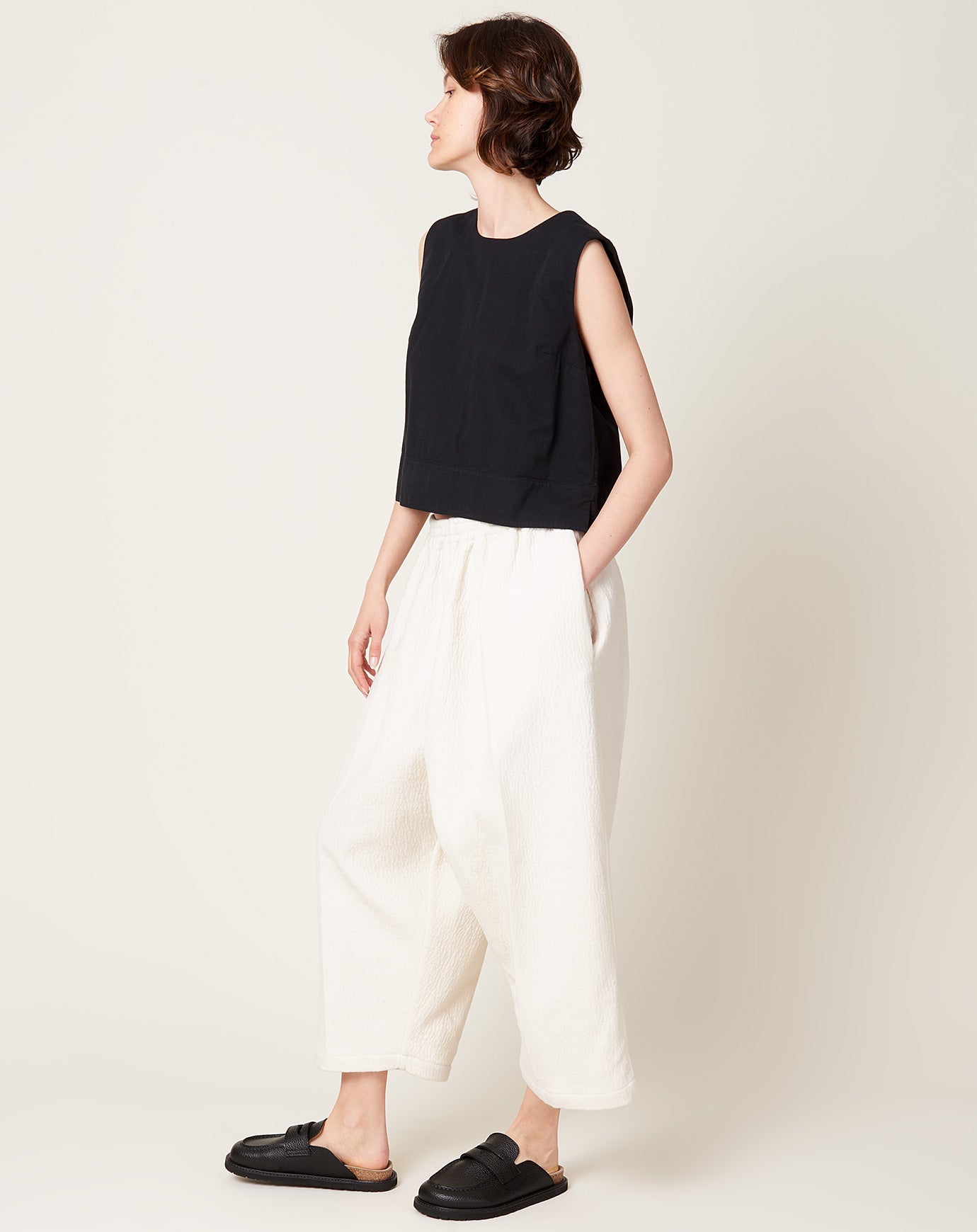 Modern Weaving Relaxed Crop Pleat Pant in Italian Wool Bouclé