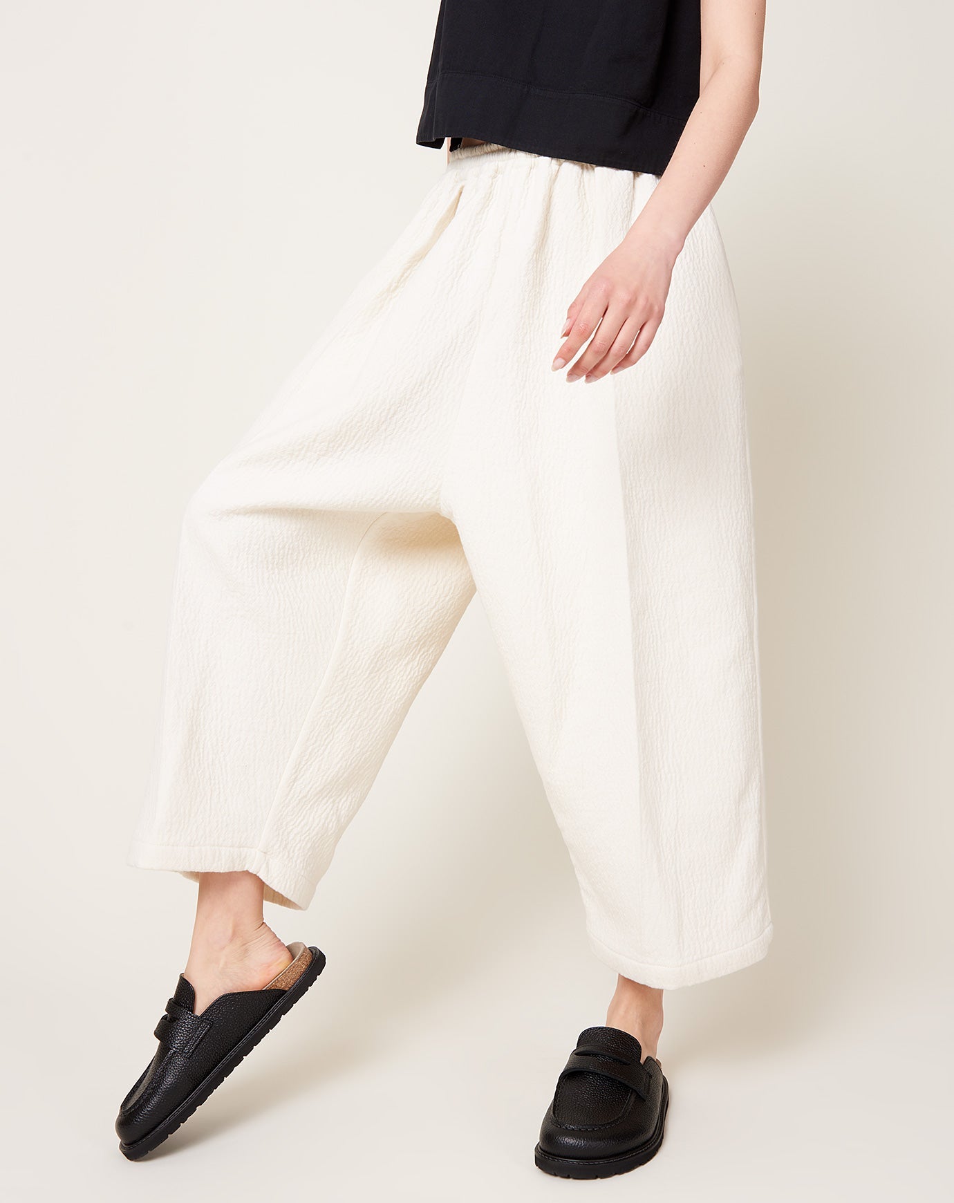 Modern Weaving Relaxed Crop Pleat Pant in Italian Wool Bouclé