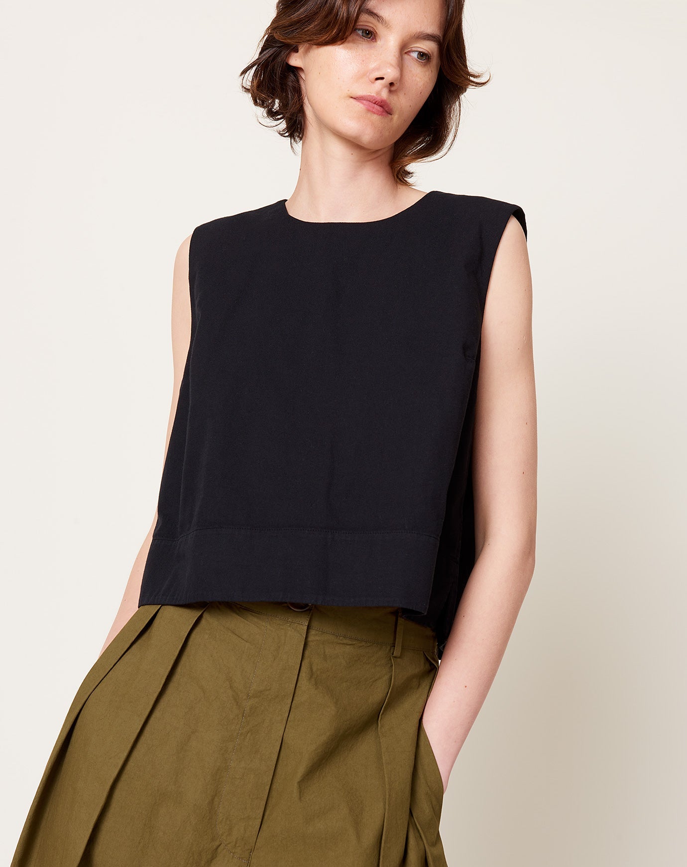 Modern Weaving Sheath Top in Black