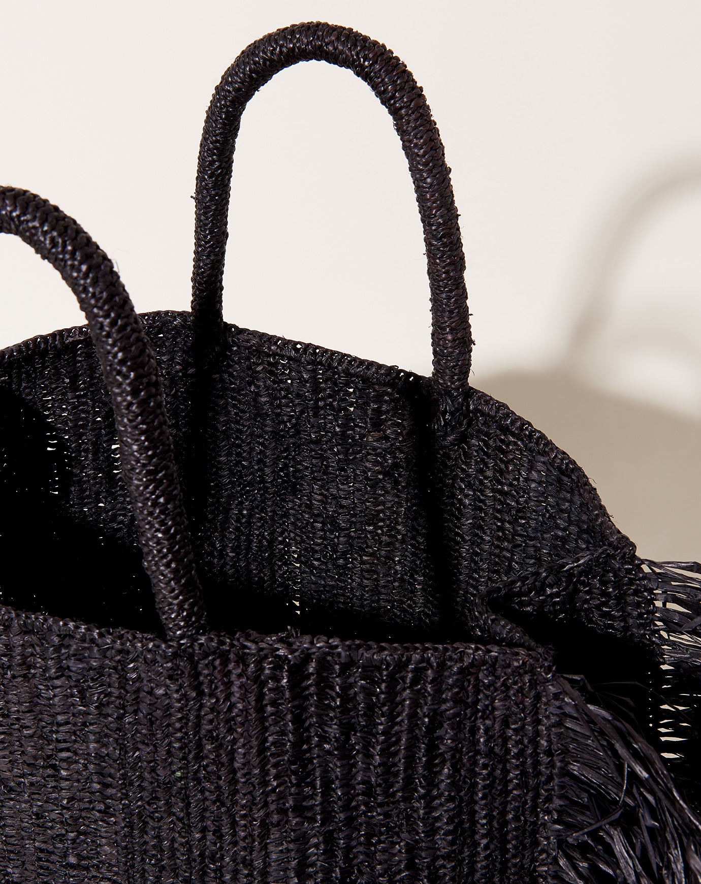 Modern Weaving Straight Fringe Square Bag in Black