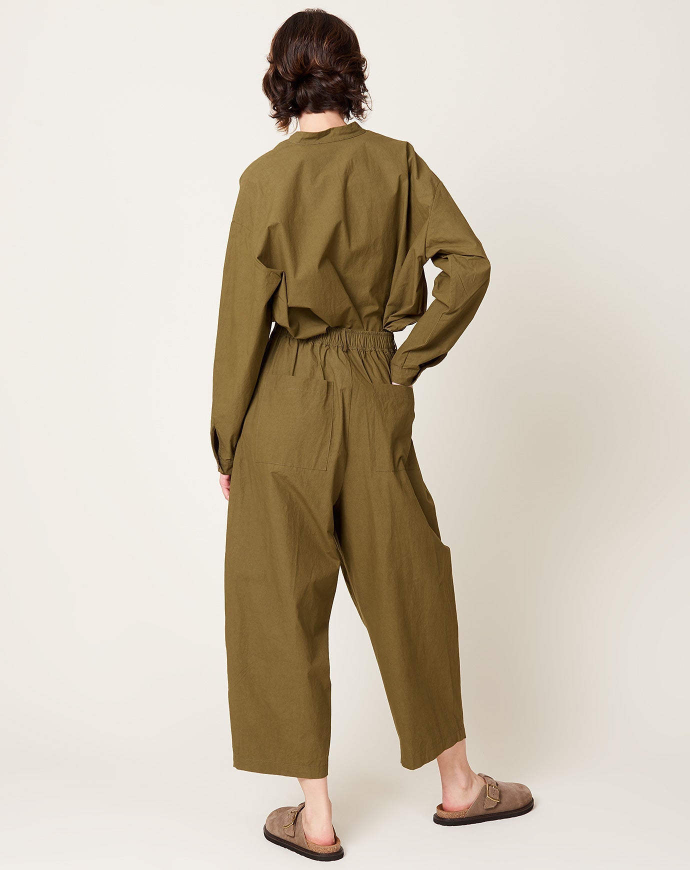 Modern Weaving Voluminous Pleat Trouser in Army