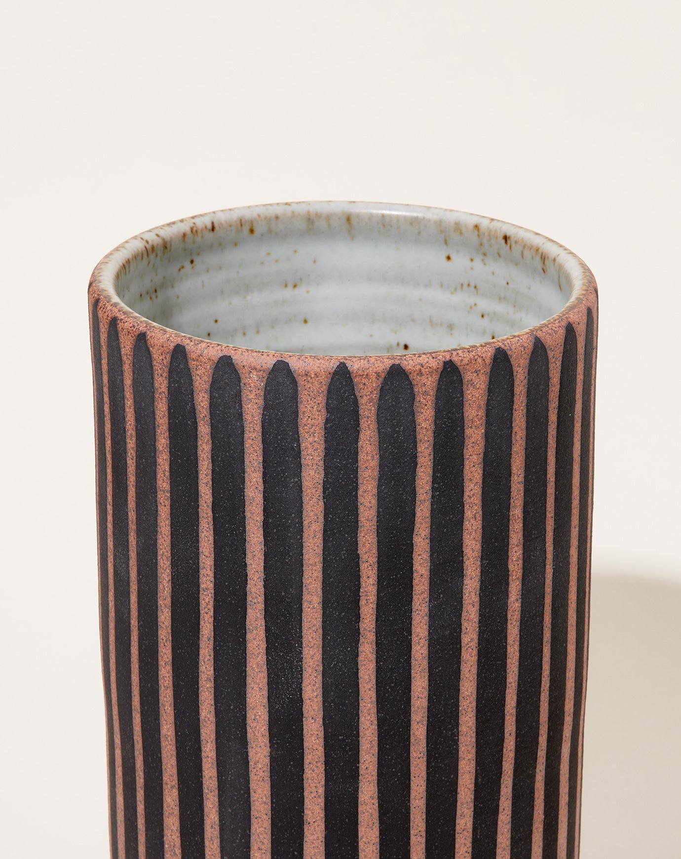 MQuan Studio Small Tall Vessel in Tucker Stripes Black