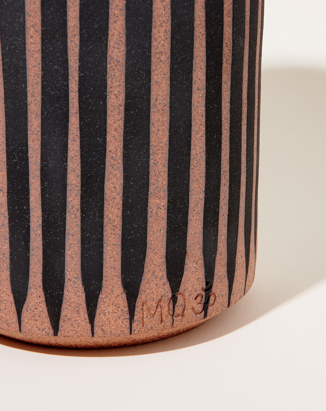 MQuan Studio Small Tall Vessel in Tucker Stripes Black