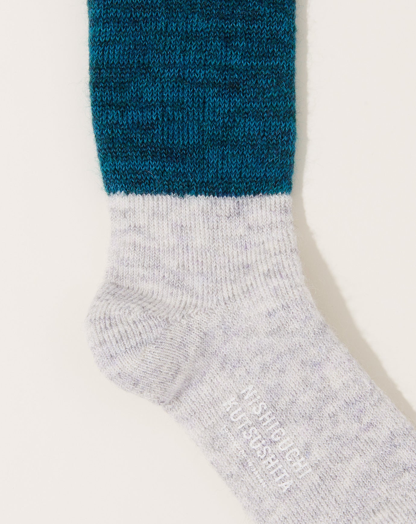 Nishiguchi Kutsushita Mohair Wool Pile Socks in T Green