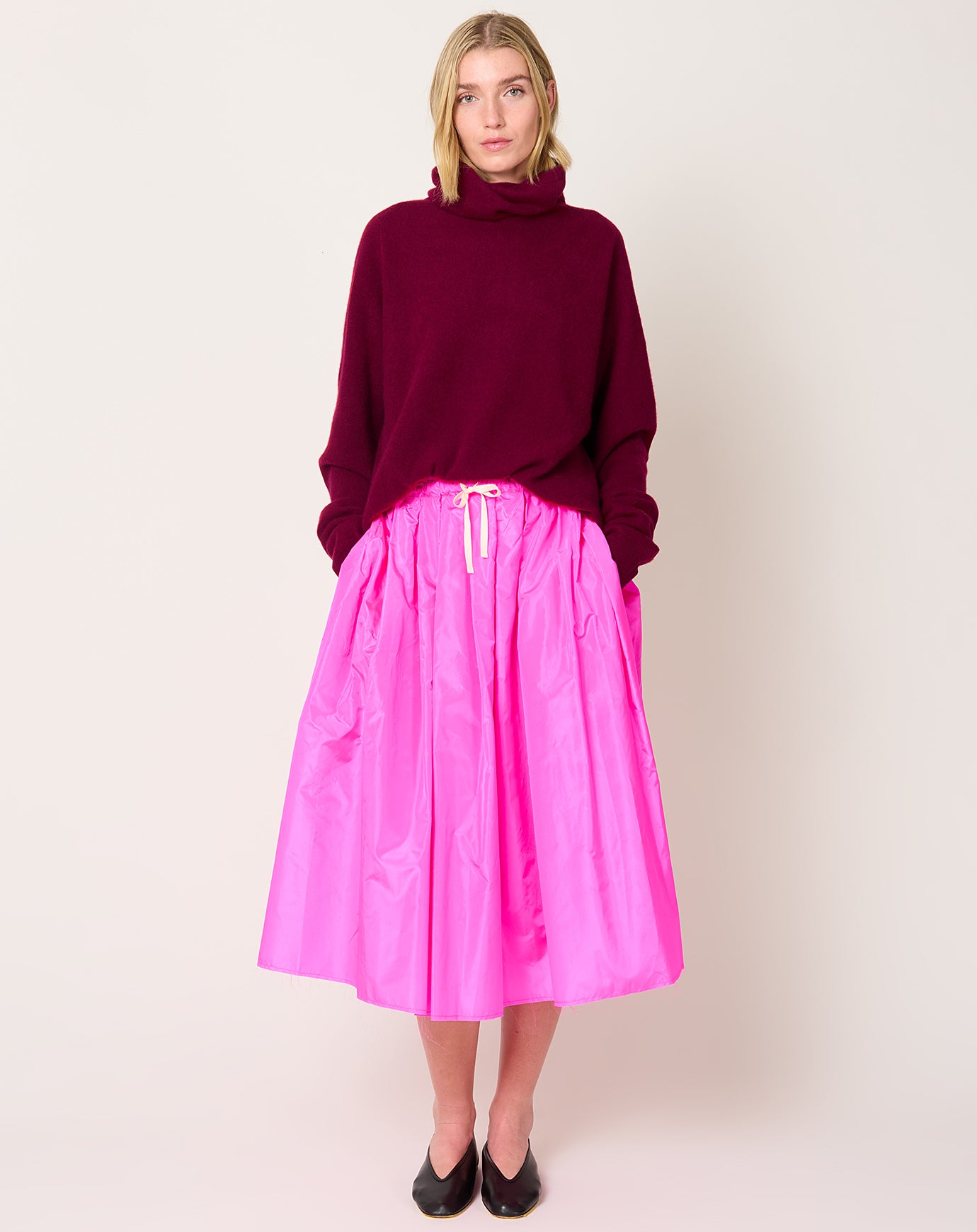 NITTO Gelsa Skirt in Fuchsia Silk Taffeta