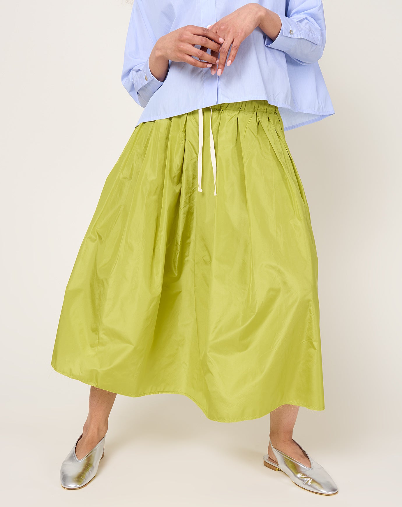 NITTO Gelsa Skirt in Pistacchio Silk Taffeta