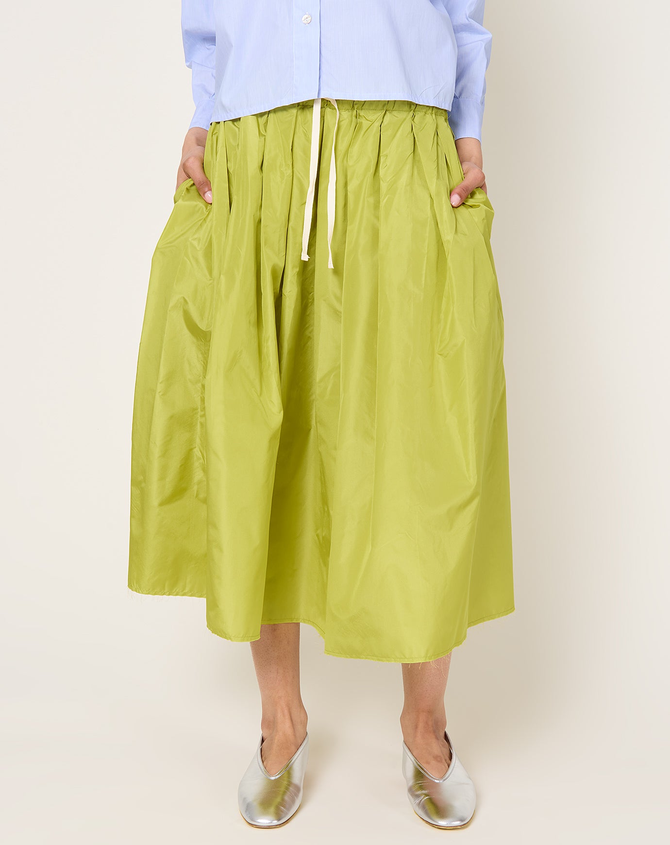 NITTO Gelsa Skirt in Pistacchio Silk Taffeta