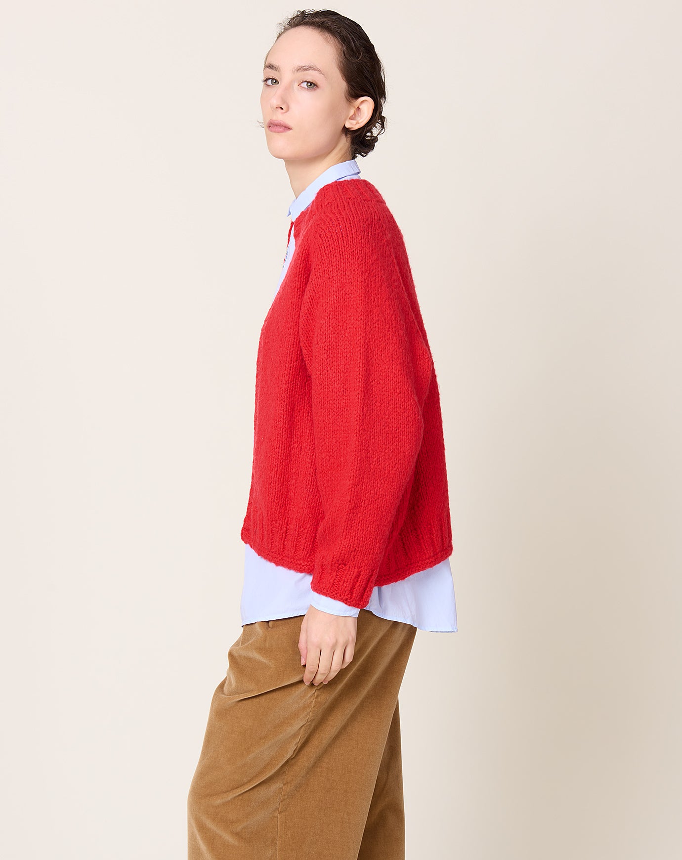 NITTO Brushed Cashmere Paleta Cardigan in Red