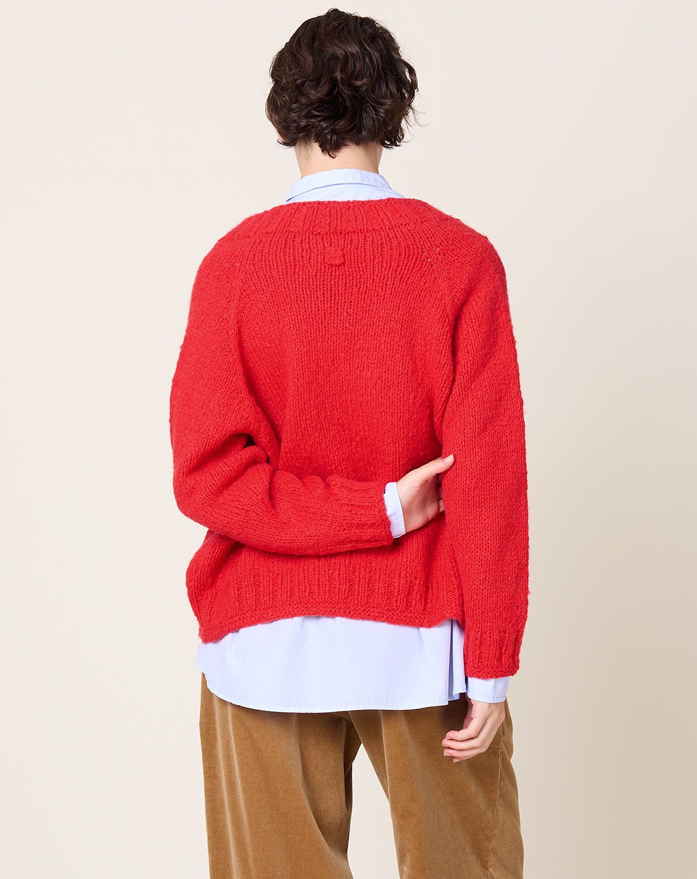 NITTO Brushed Cashmere Paleta Cardigan in Red