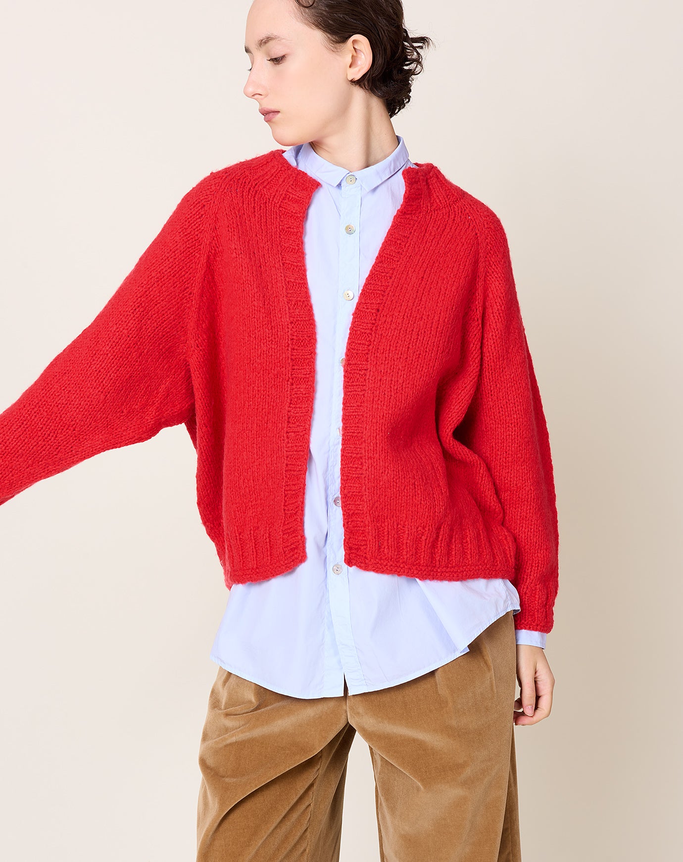 NITTO Brushed Cashmere Paleta Cardigan in Red
