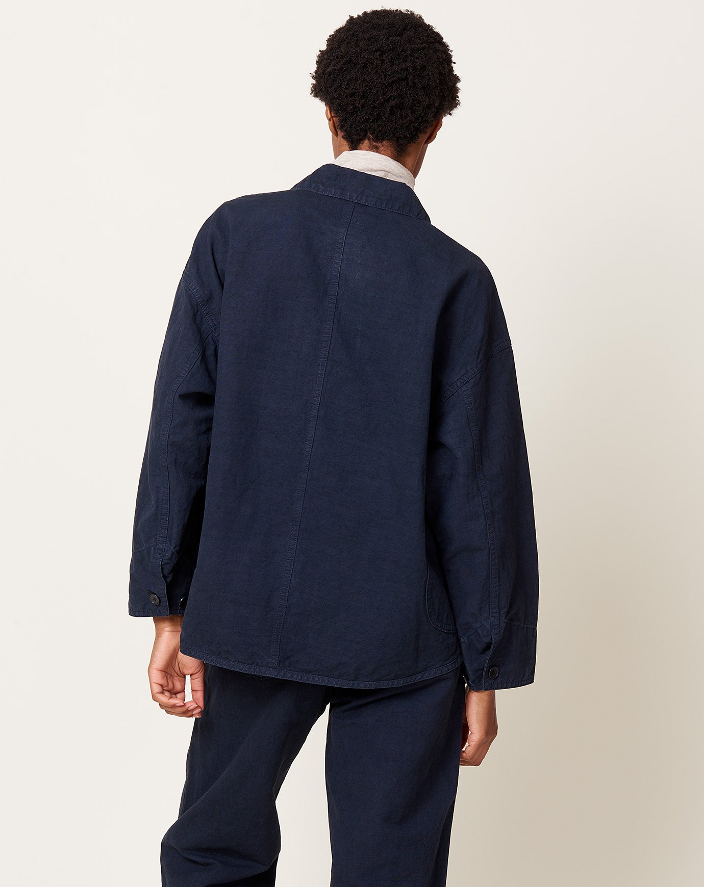 pas de calais High Thread Count Cotton Linen Jacket in Navy