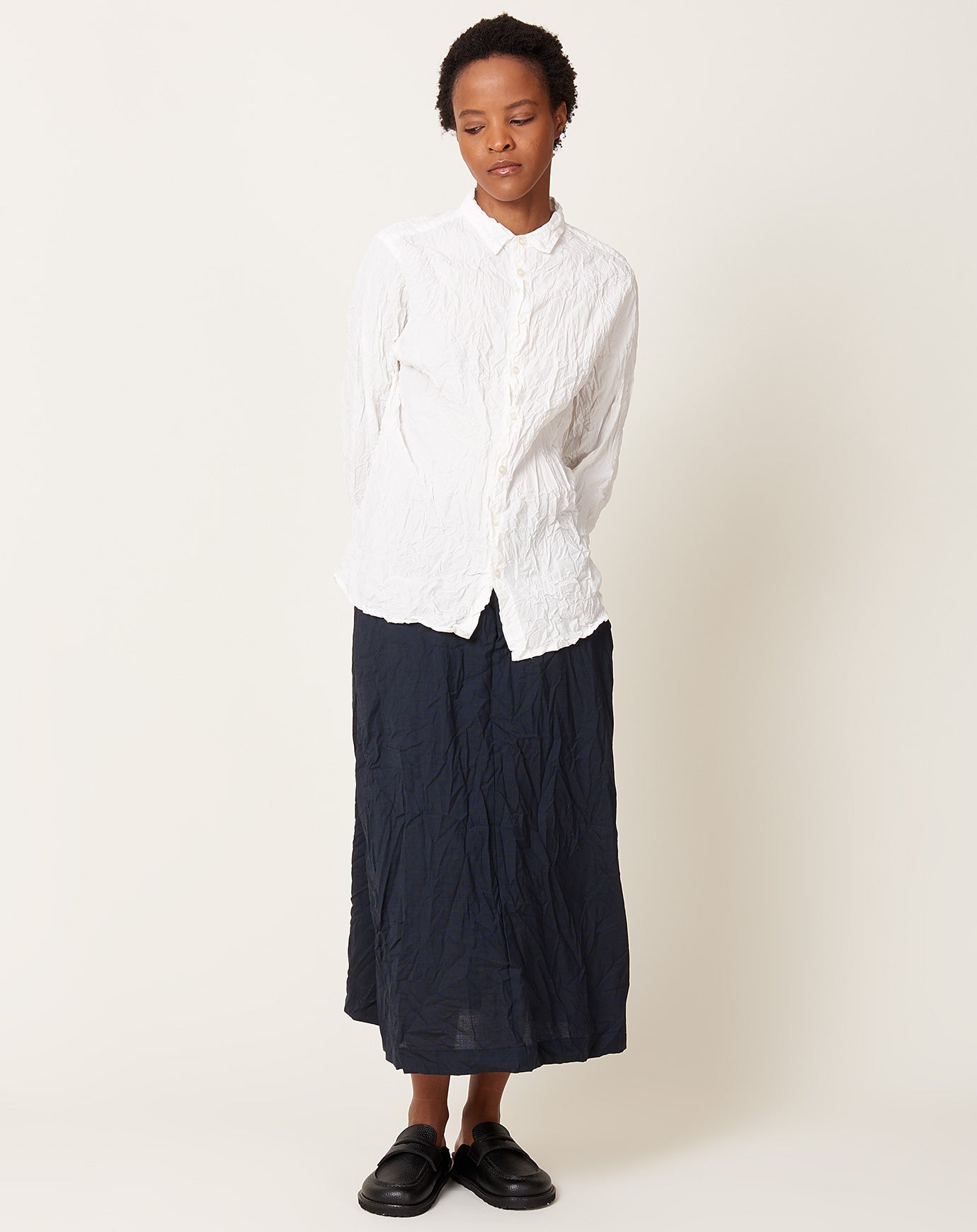 pas de calais Pin Dot Crinkle Skirt in Navy