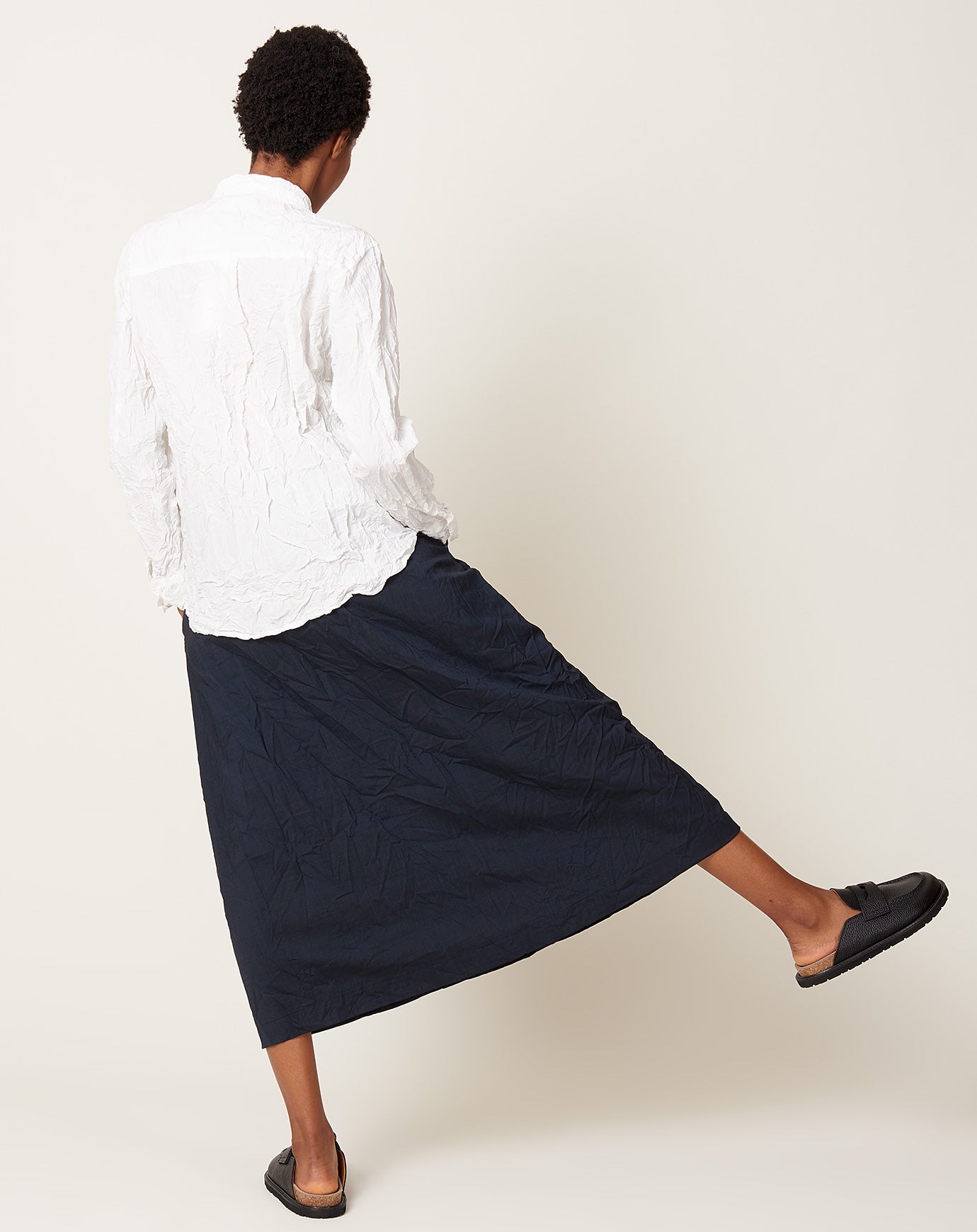 pas de calais Pin Dot Crinkle Skirt in Navy