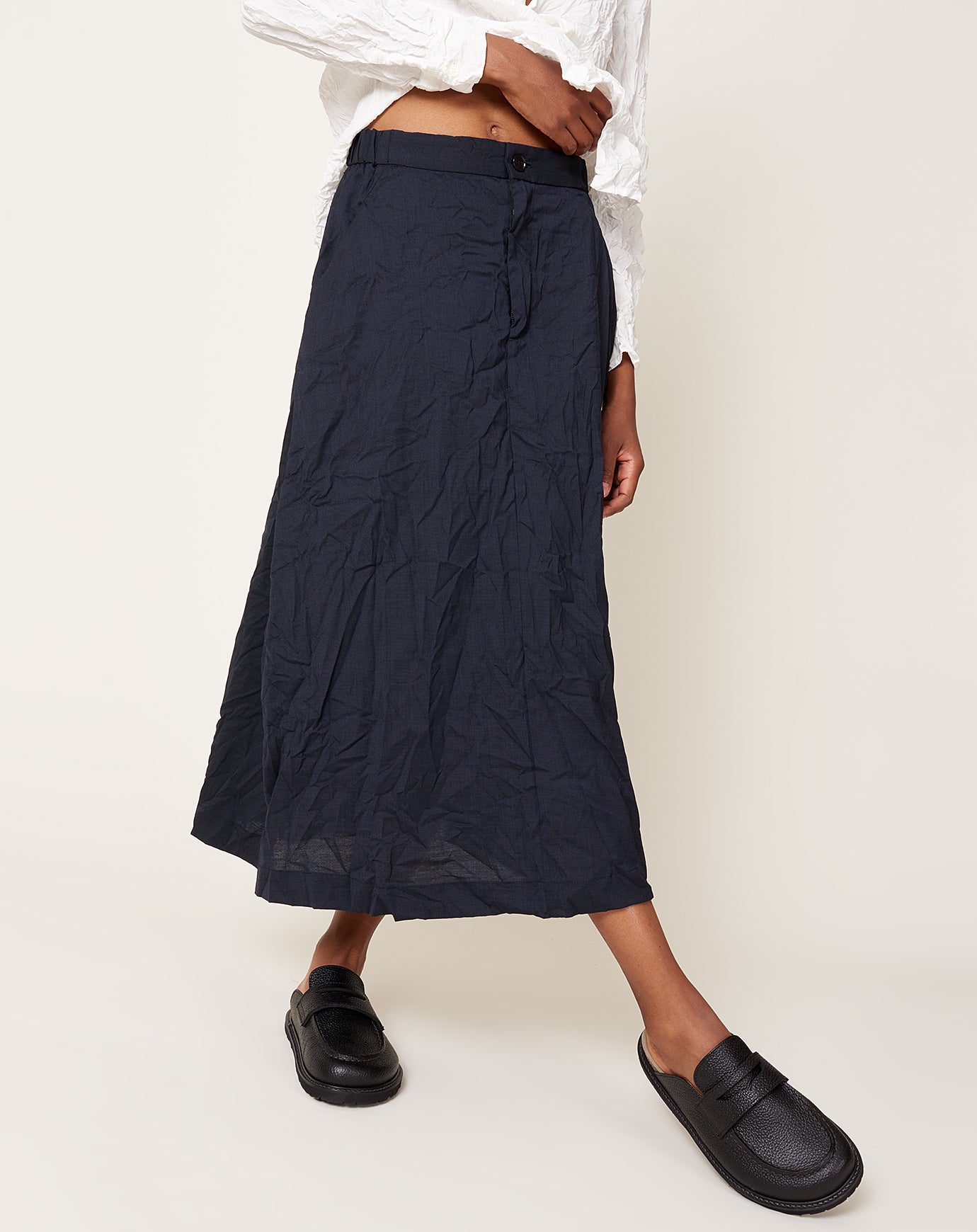 pas de calais Pin Dot Crinkle Skirt in Navy