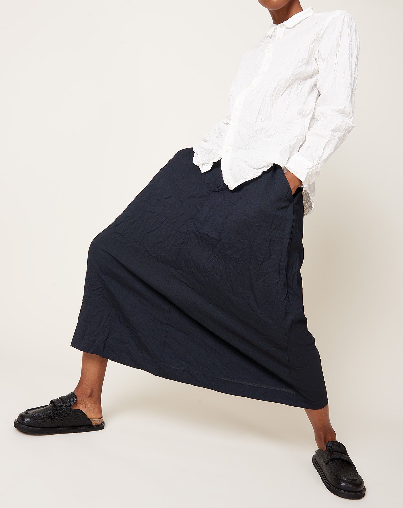 pas de calais Pin Dot Crinkle Skirt in Navy