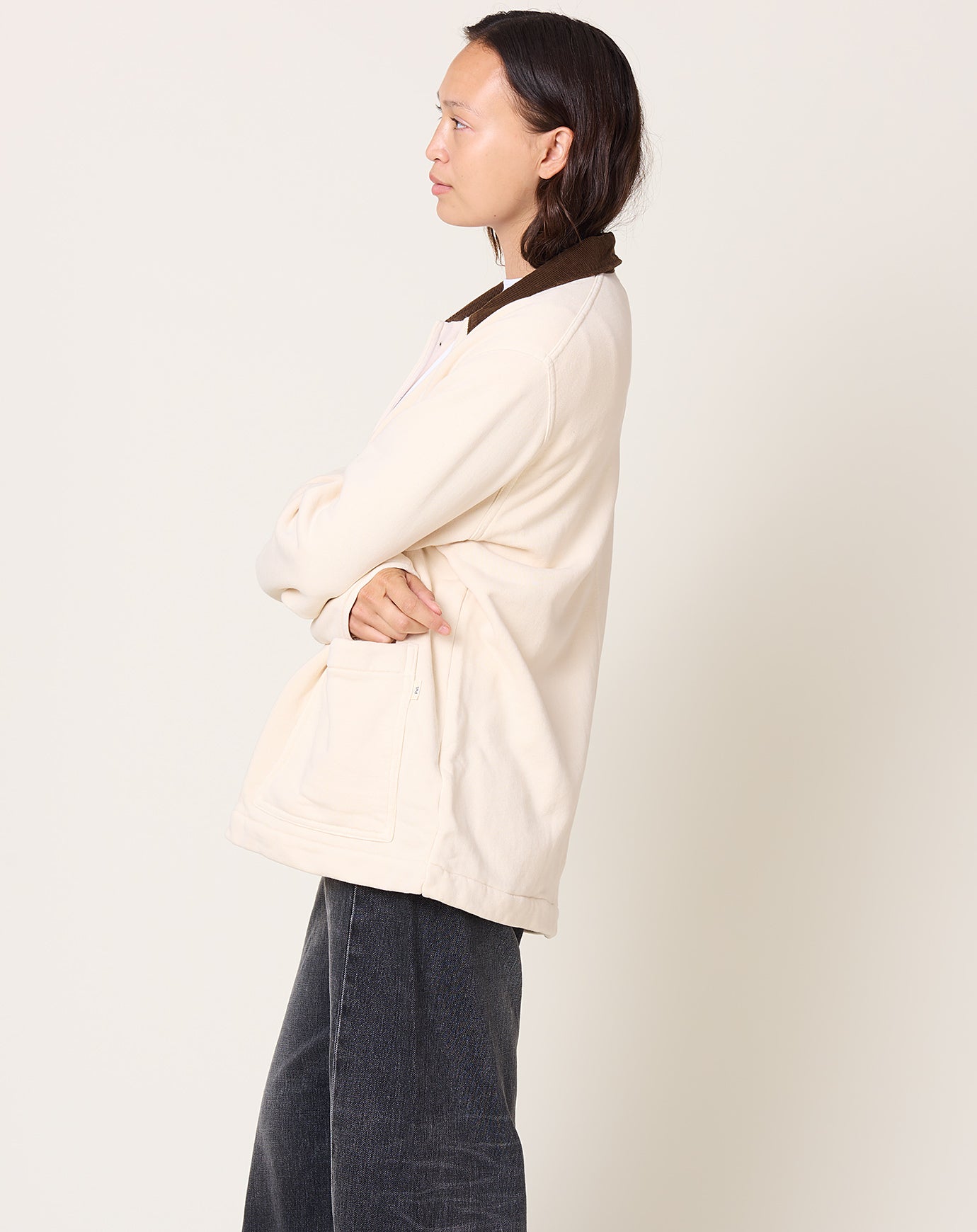 Places and Spaces Loop Wheel Chore Coat in Ivory