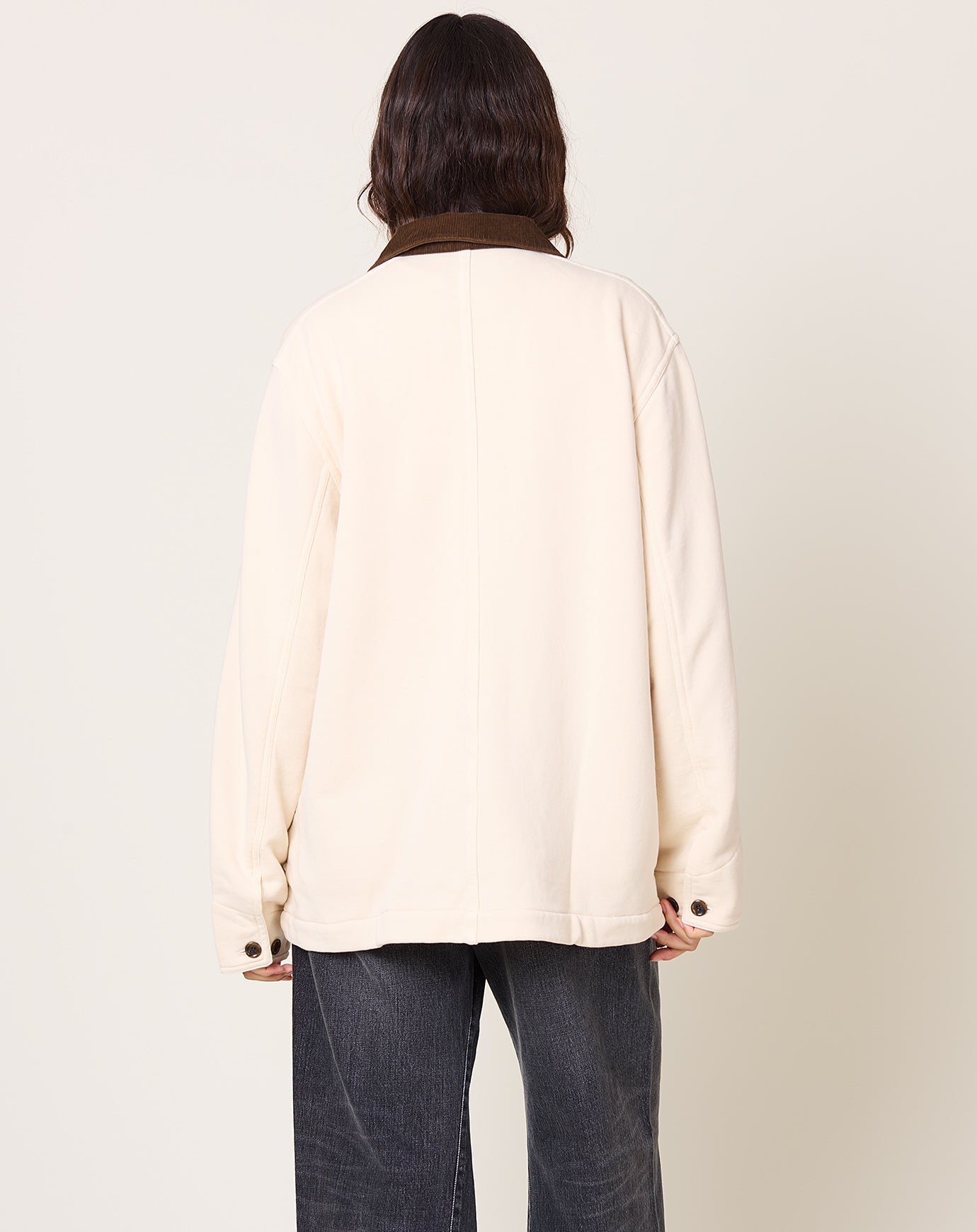 Places and Spaces Loop Wheel Chore Coat in Ivory