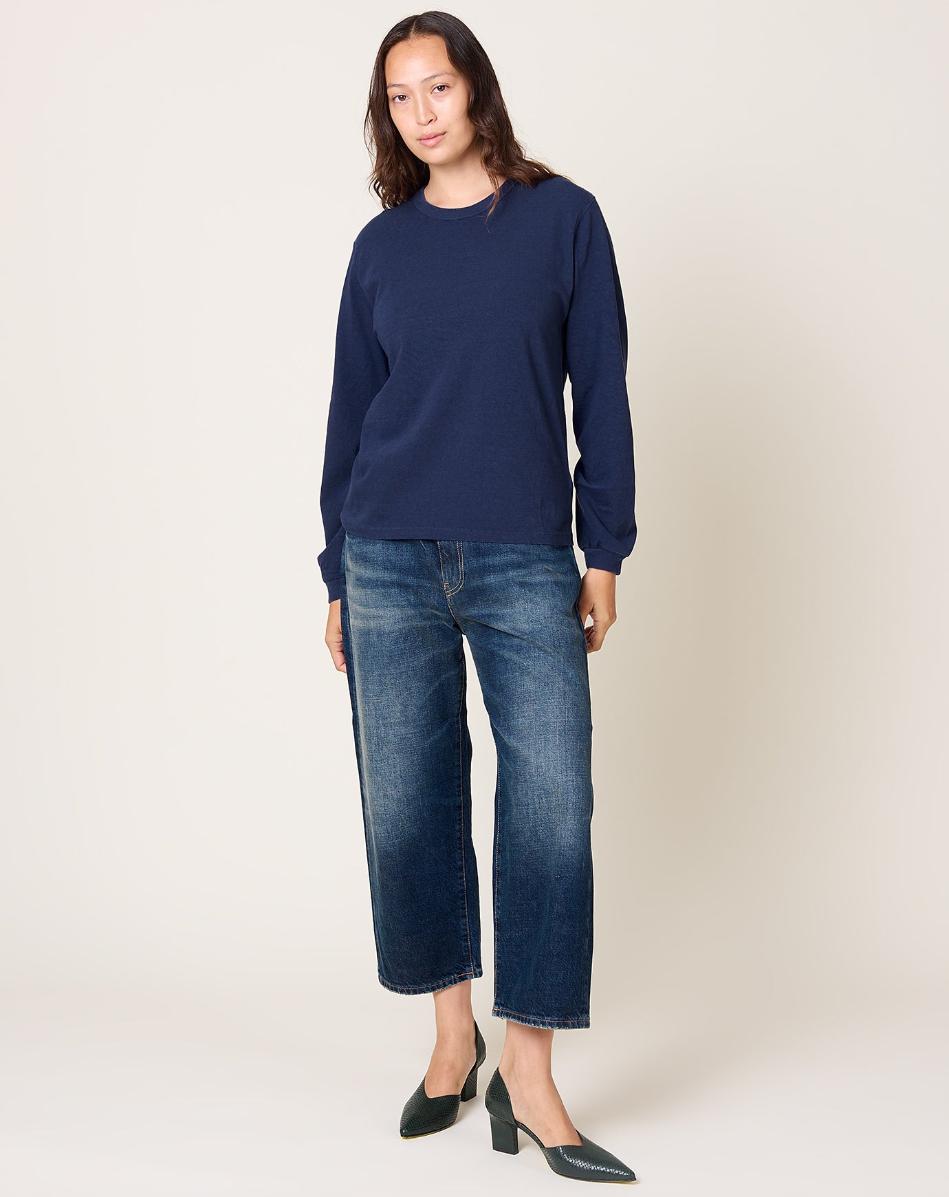 Places and Spaces Zimbabwe Cotton L/S Tee in Navy
