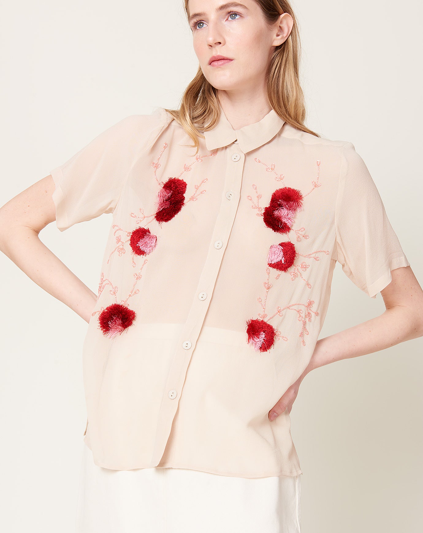 Rachel Comey Eyana Shirt in Ivory Beaded Floral