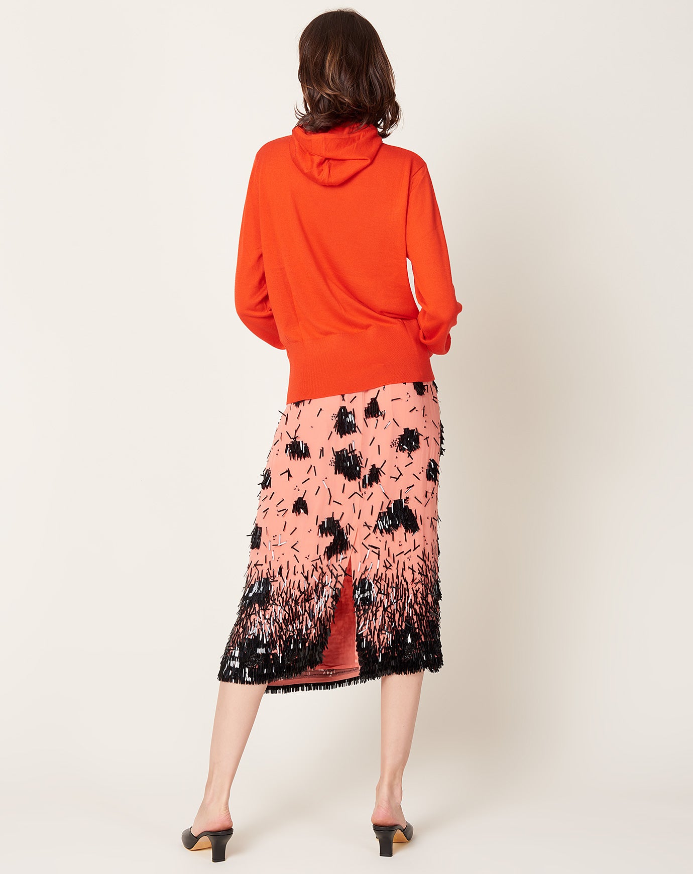 Rachel Comey Vela Skirt in Coral & Black Hibiscus Sequins