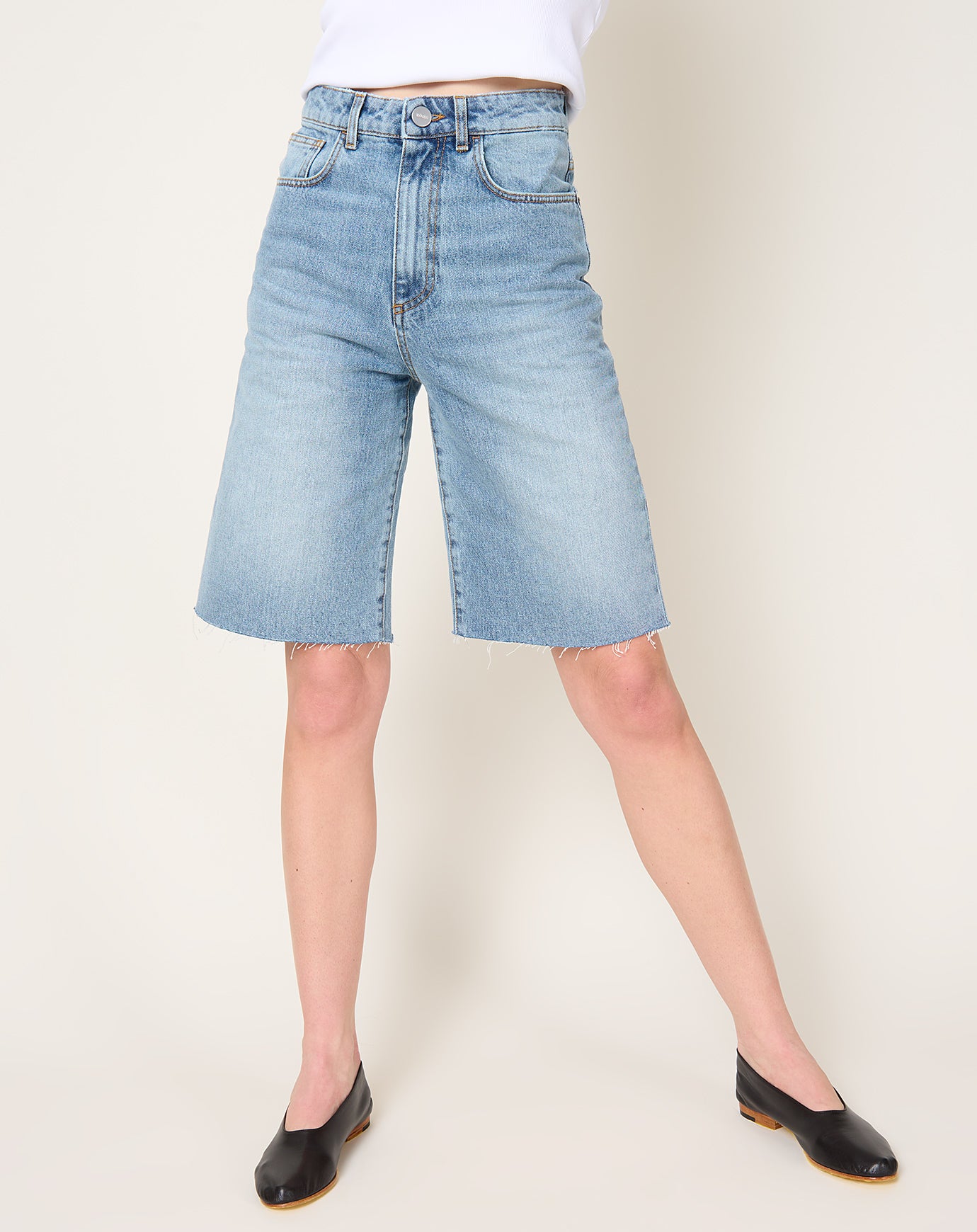 Róhe Baggy Fit Denim Shorts in Classic Blue