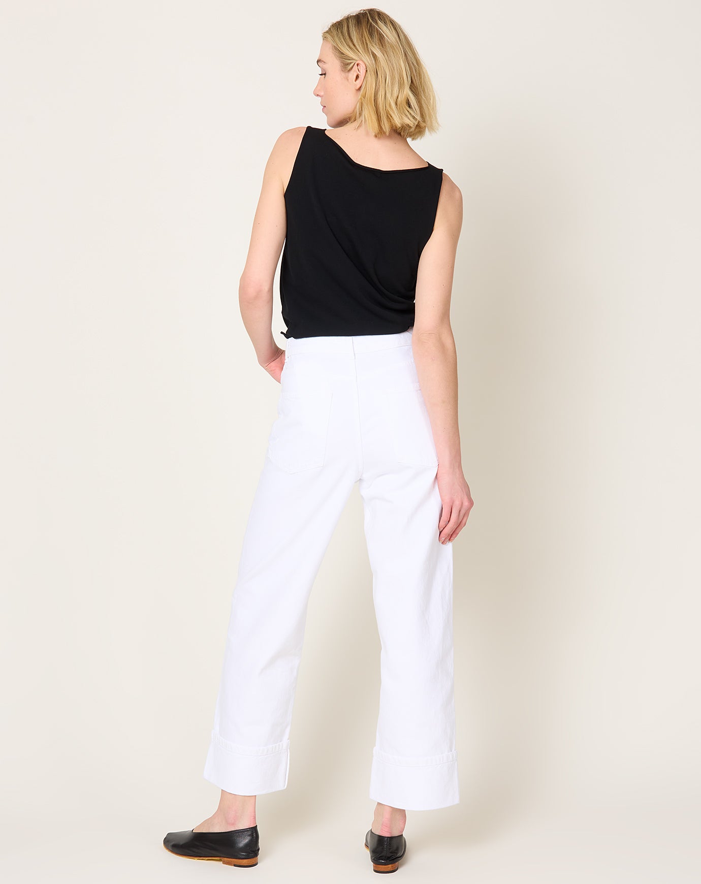 Róhe Baggy Fit Turn Up Denim in Optic White