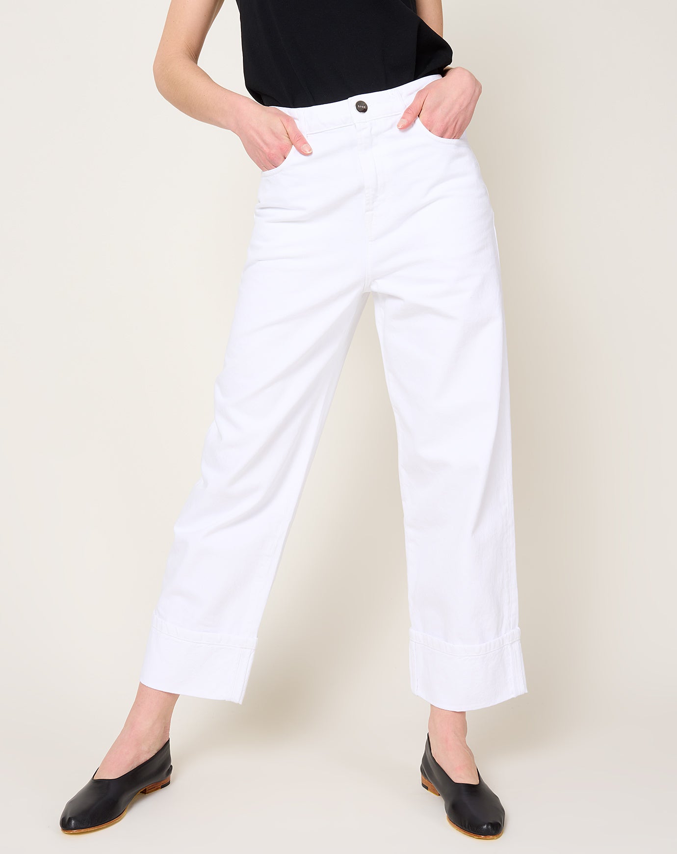 Róhe Baggy Fit Turn Up Denim in Optic White