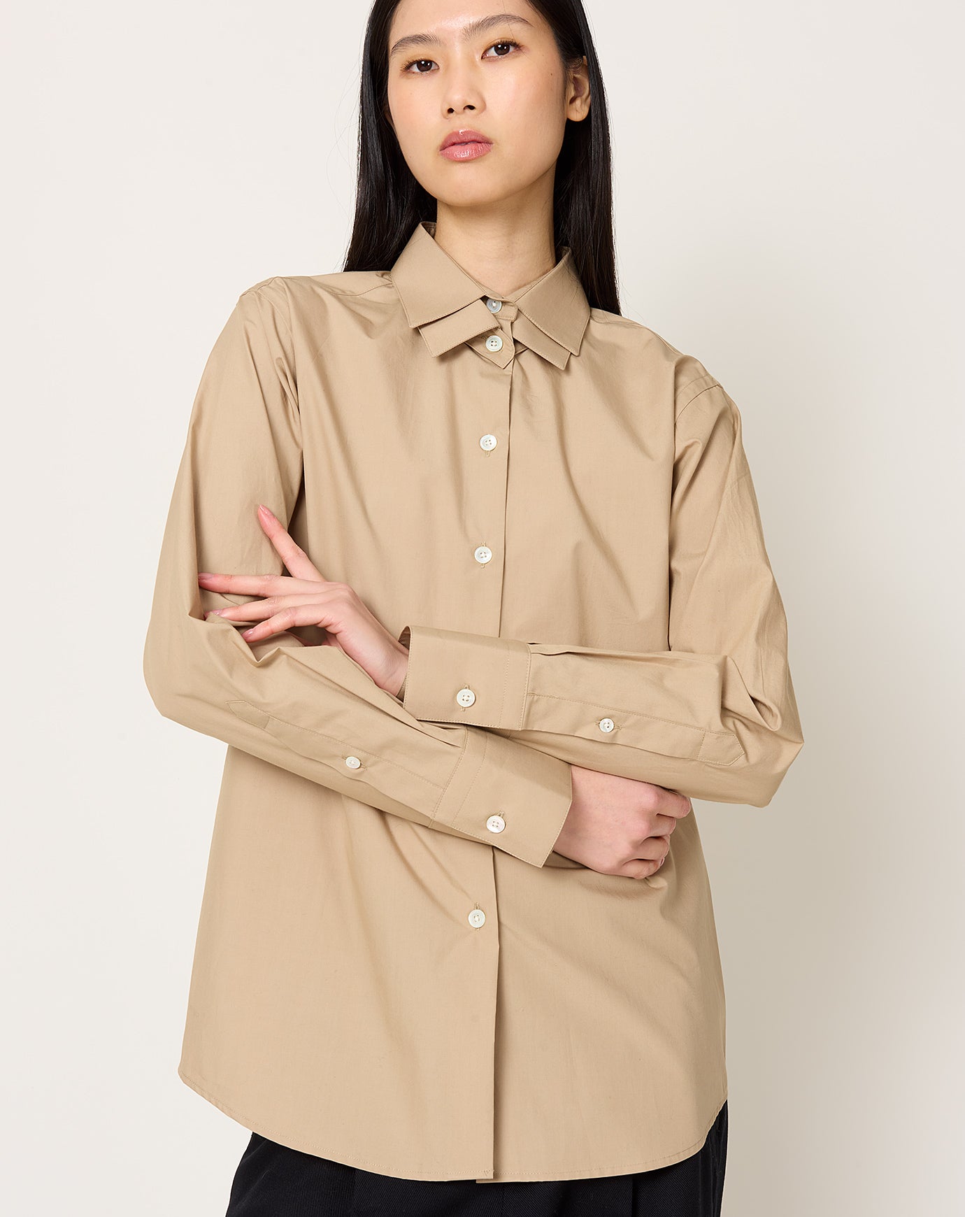 Róhe Double Collar Shirt in Wheat
