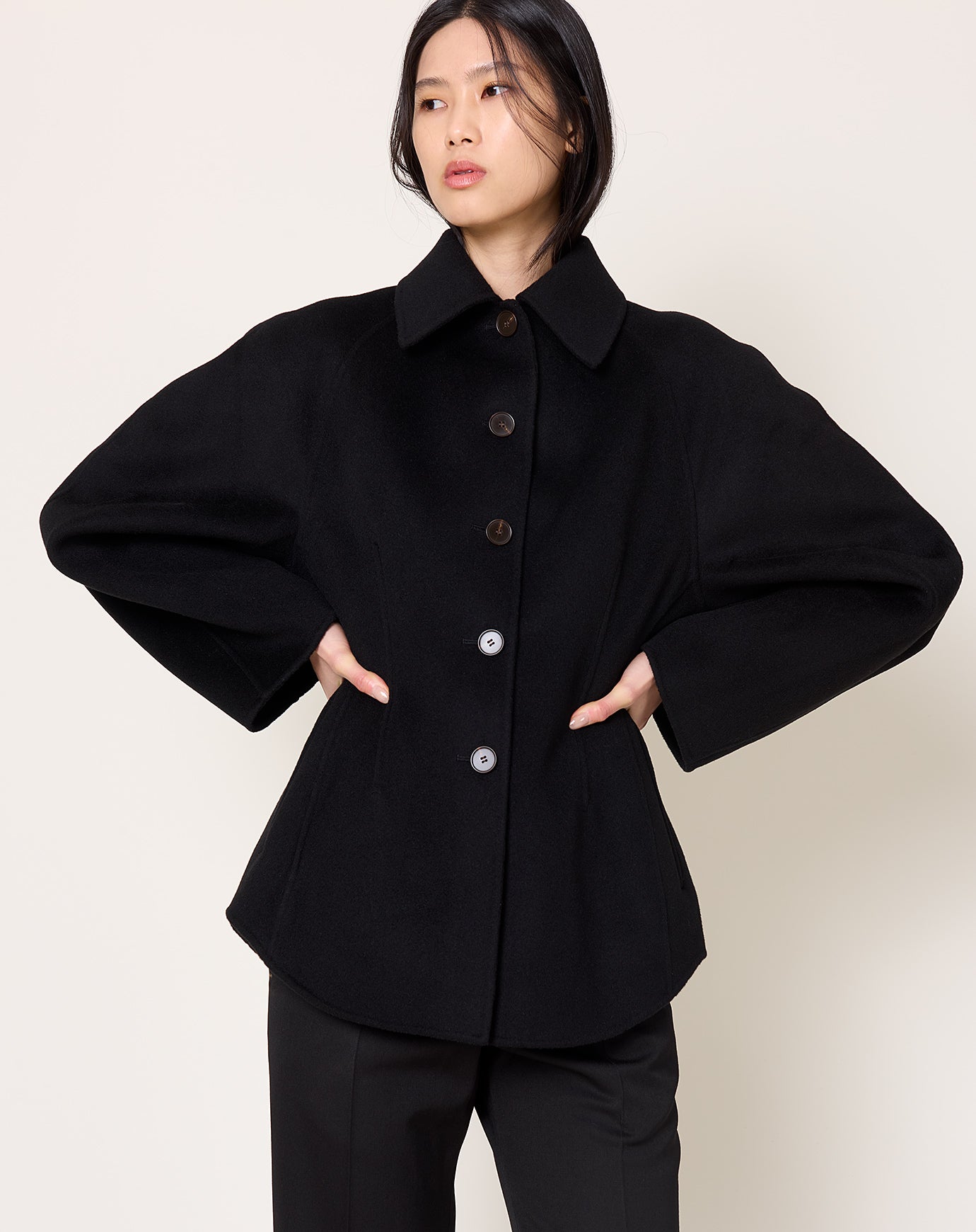 Róhe Double-faced Sculptural Jacket in Black