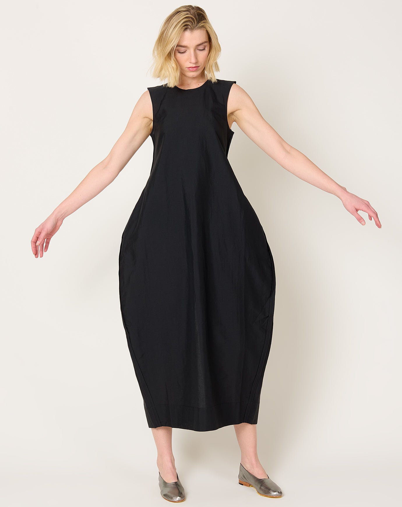 Róhe Hourglass Linen Silk Dress in Black