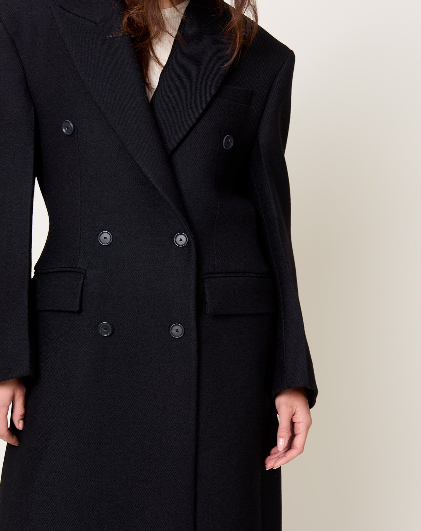 Róhe Hourglass Wool Coat in Black