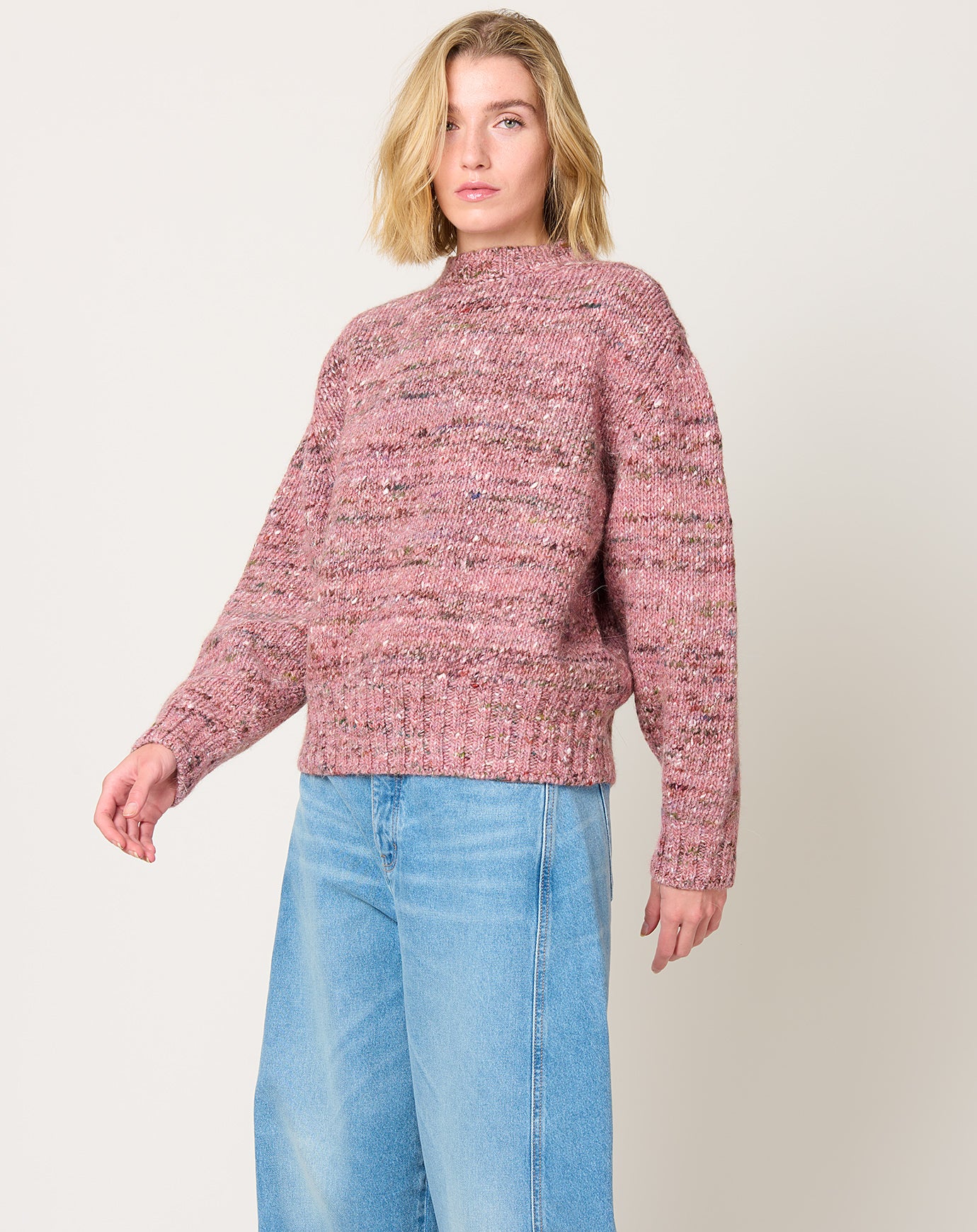 Róhe Melange Crewneck Jumper in Framboise