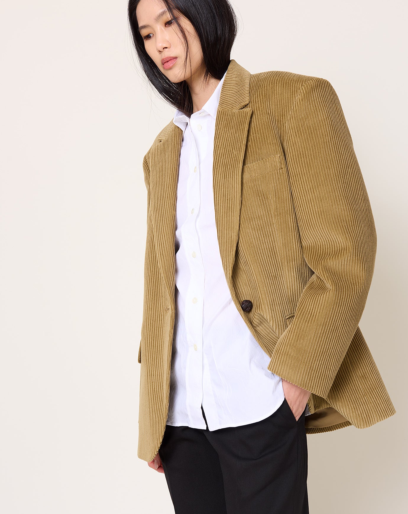 Róhe Oversized Corduroy Blazer in Beige