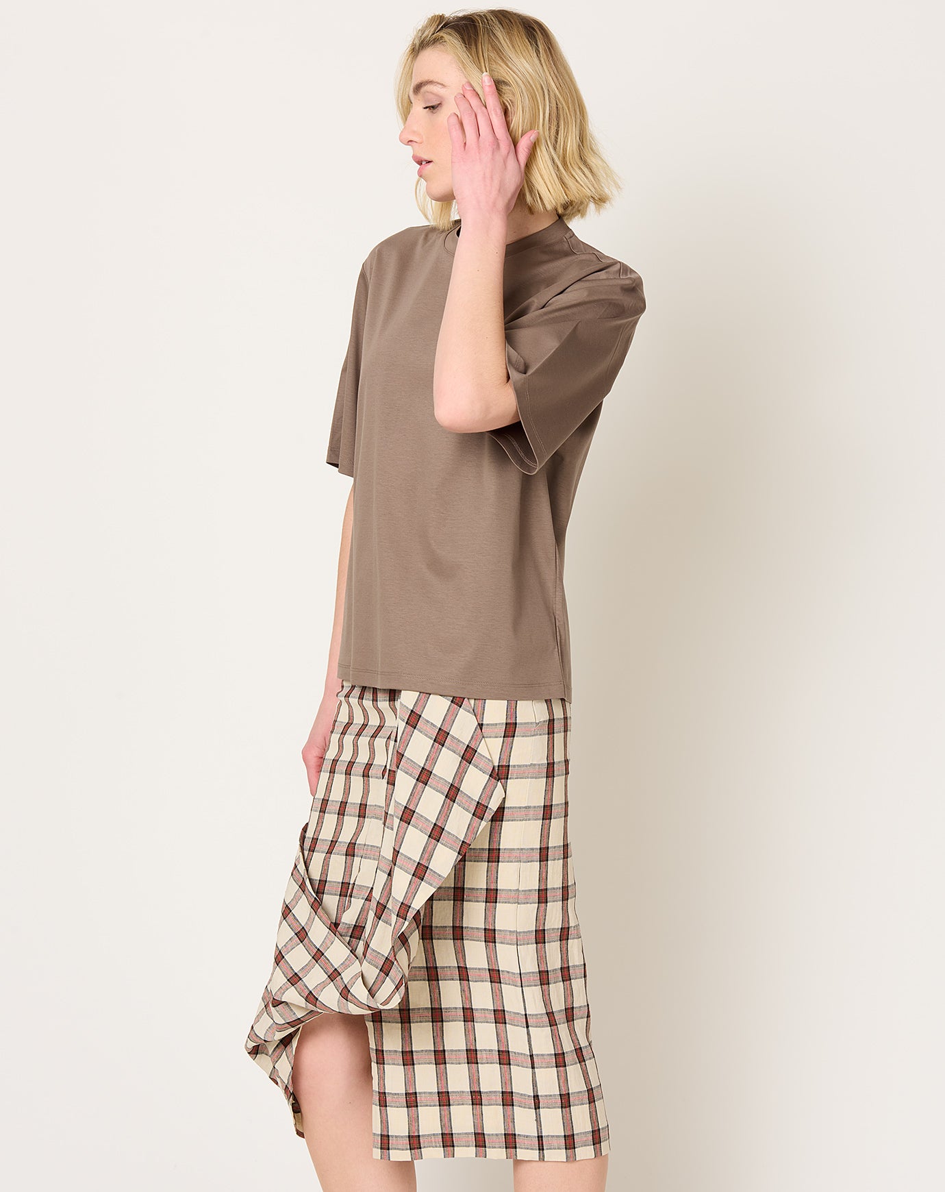 Róhe Oversized Cotton Silk T-Shirt in Taupe