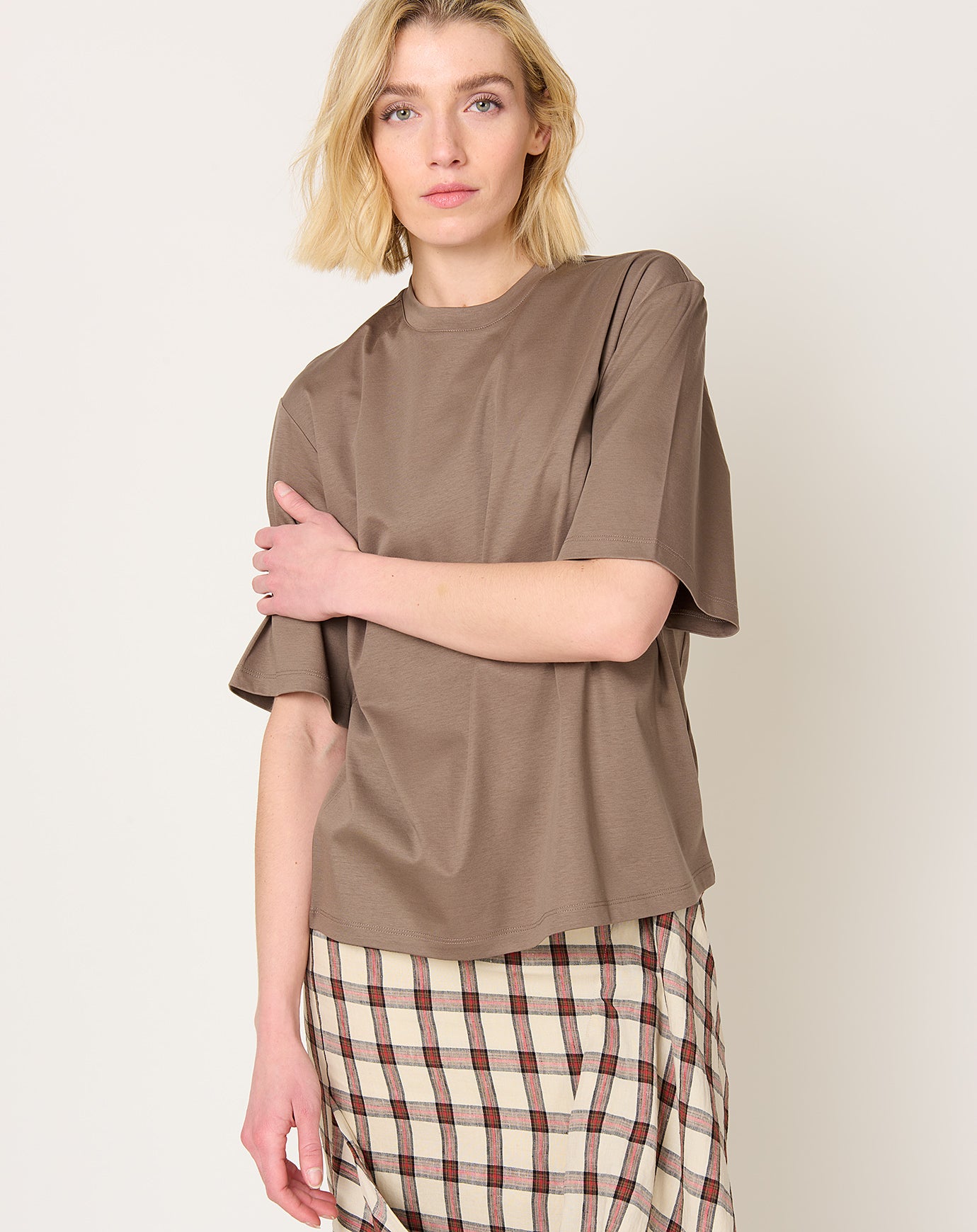 Róhe Oversized Cotton Silk T-Shirt in Taupe