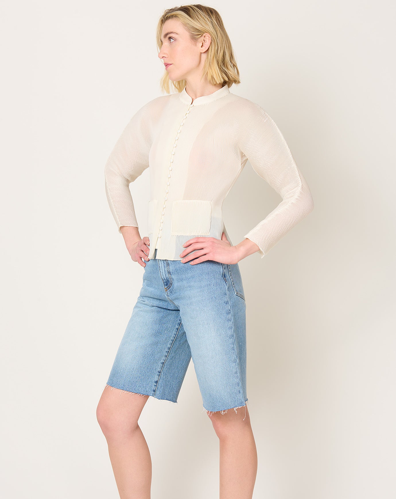 Róhe Plissé Cardigan in Cream