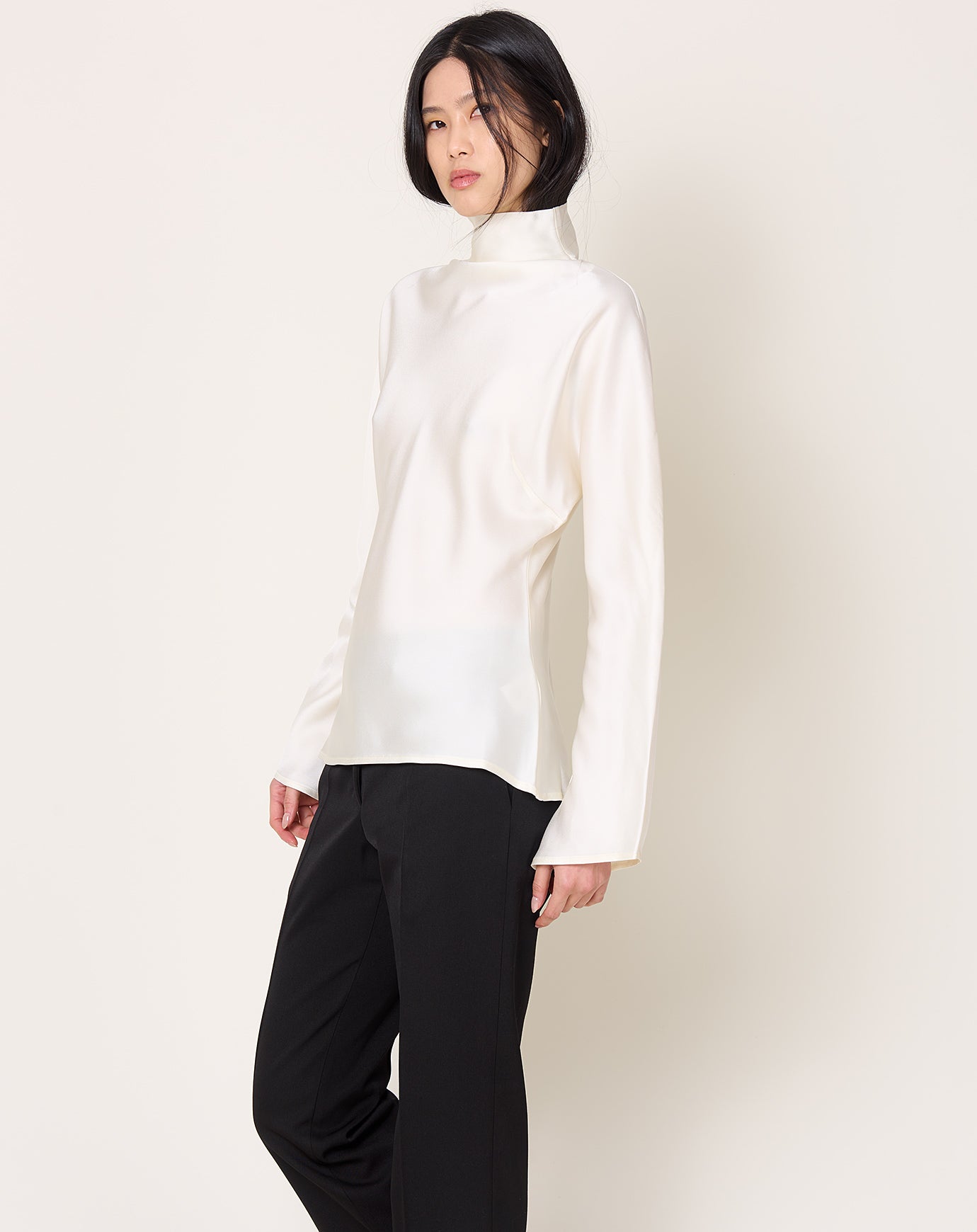 Róhe Satin Waisted Top in Cream