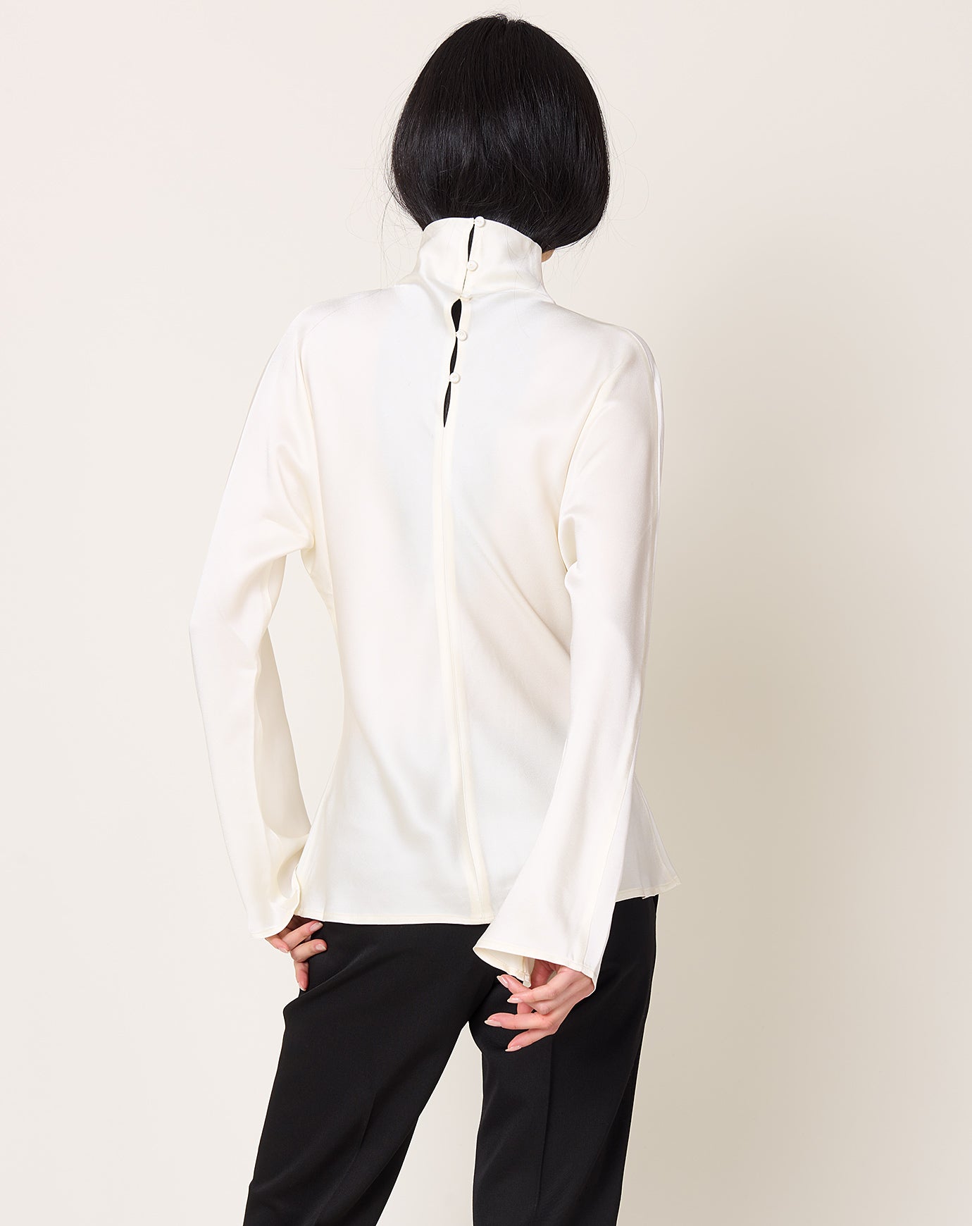 Róhe Satin Waisted Top in Cream