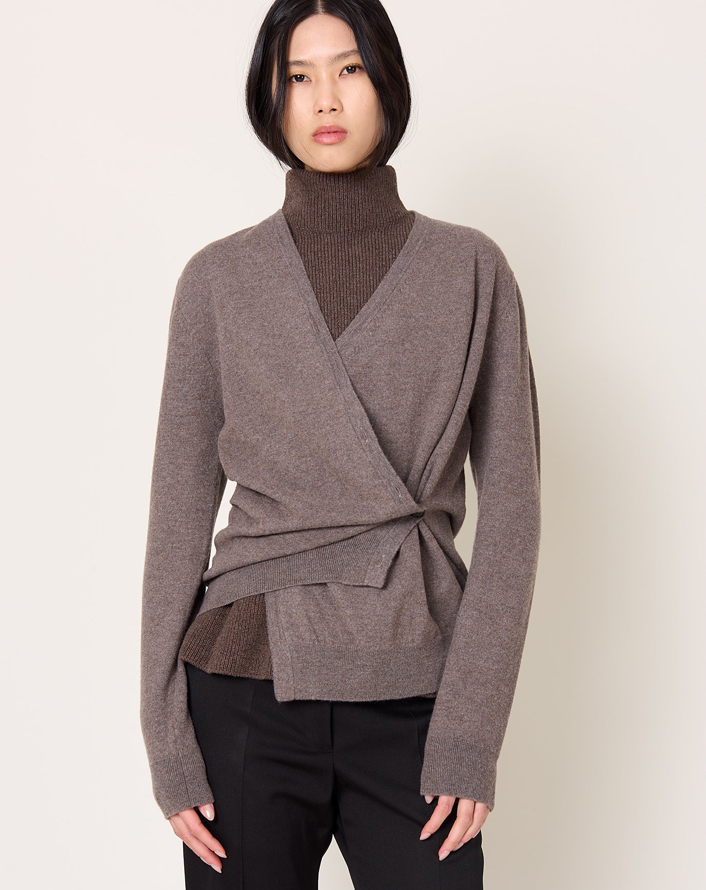 Róhe Sculptural Sleeveless Knit Top in Brown Melange