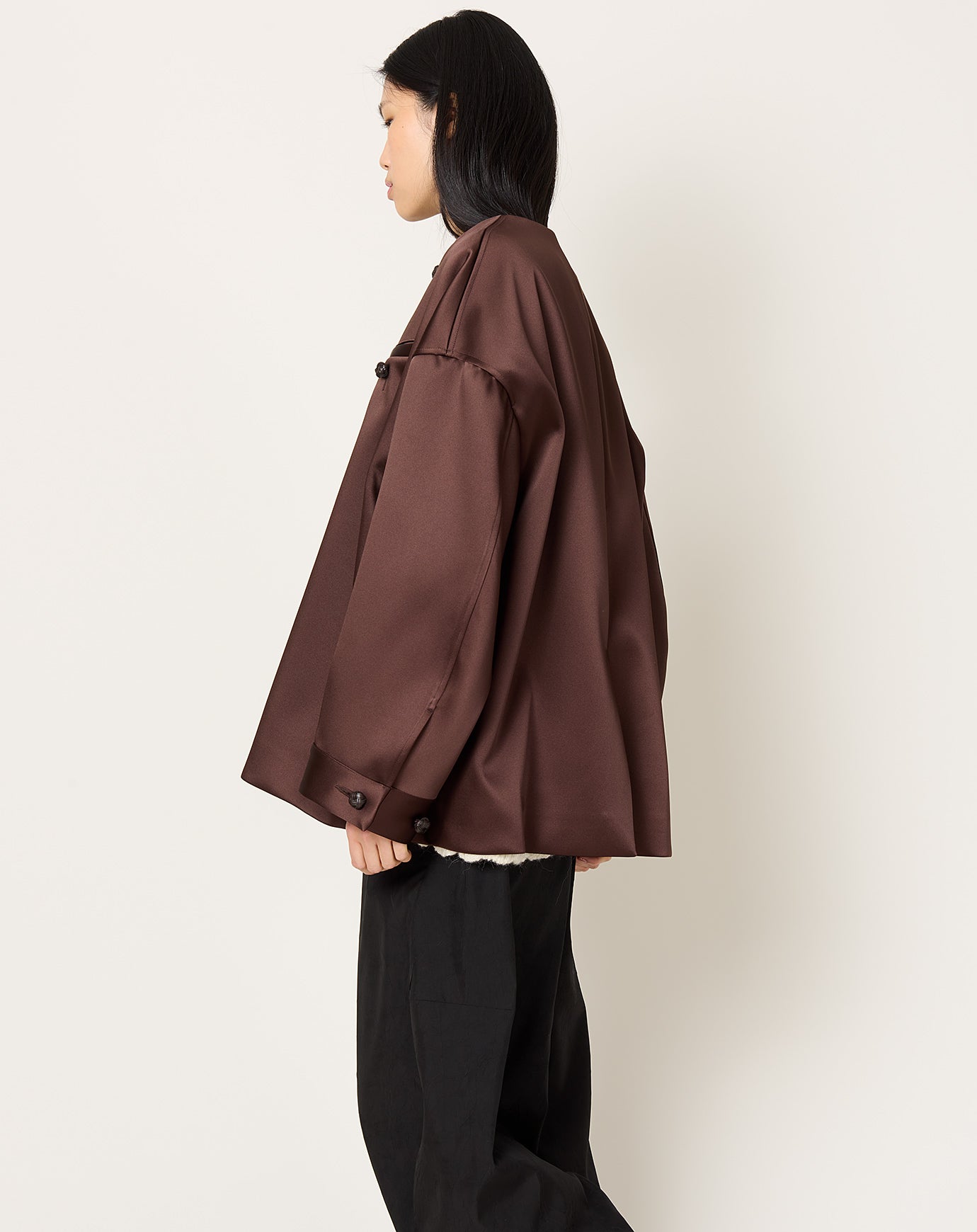 Róhe Volume Satin Jacket in Espresso