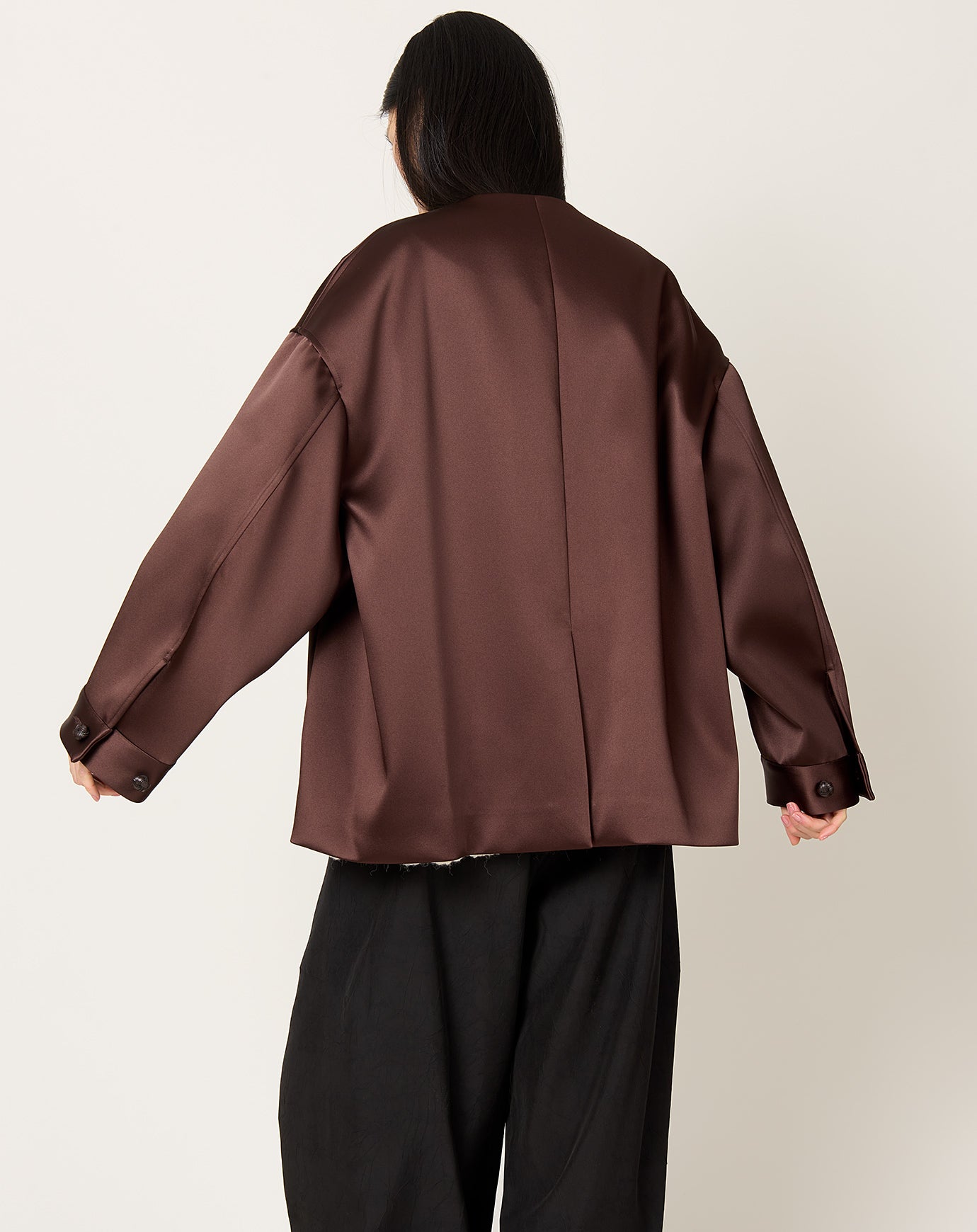 Róhe Volume Satin Jacket in Espresso